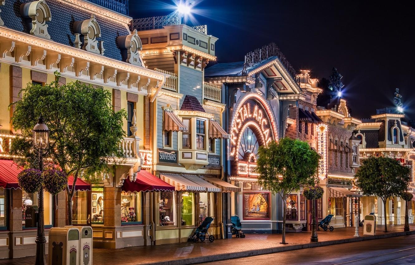 1340x850 Wallpaper street, CA, Disneyland, California, Disneyland, Anaheim, Anaheim, Main Street USA image for desktop, section город, Desktop