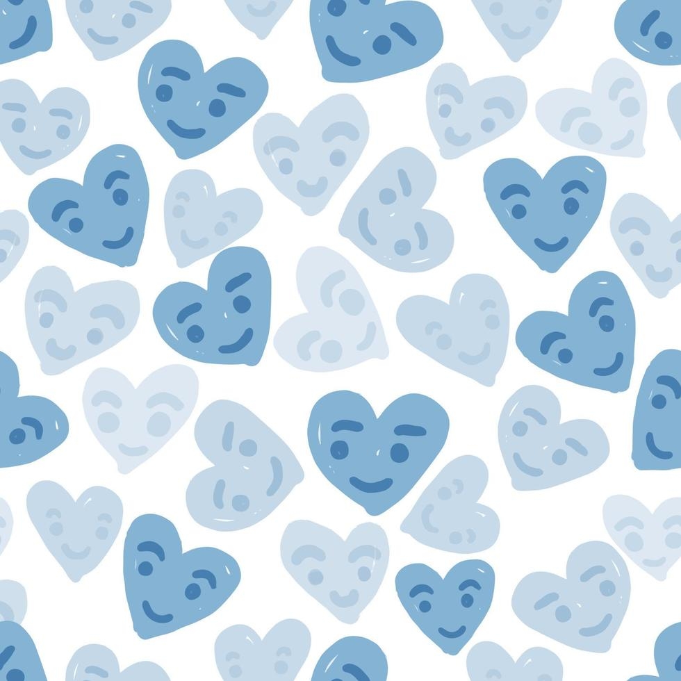 980x980 seamless valentine day pattern background with blue heart and smile face, valentine card, Phone