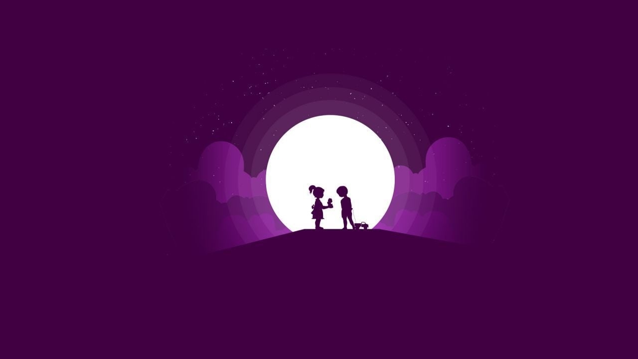 1280x720 Wallpaper Boy, Girl, Moon, Silhouette, Playing kids, HD, Love / Editor's Picks,. Wallpaper for iPhone, Android, Mobile and Desktop, Desktop