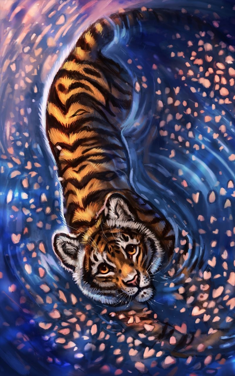 800x1280 Download wallpaper  tiger, cub, art, cute, sight samsung, Phone