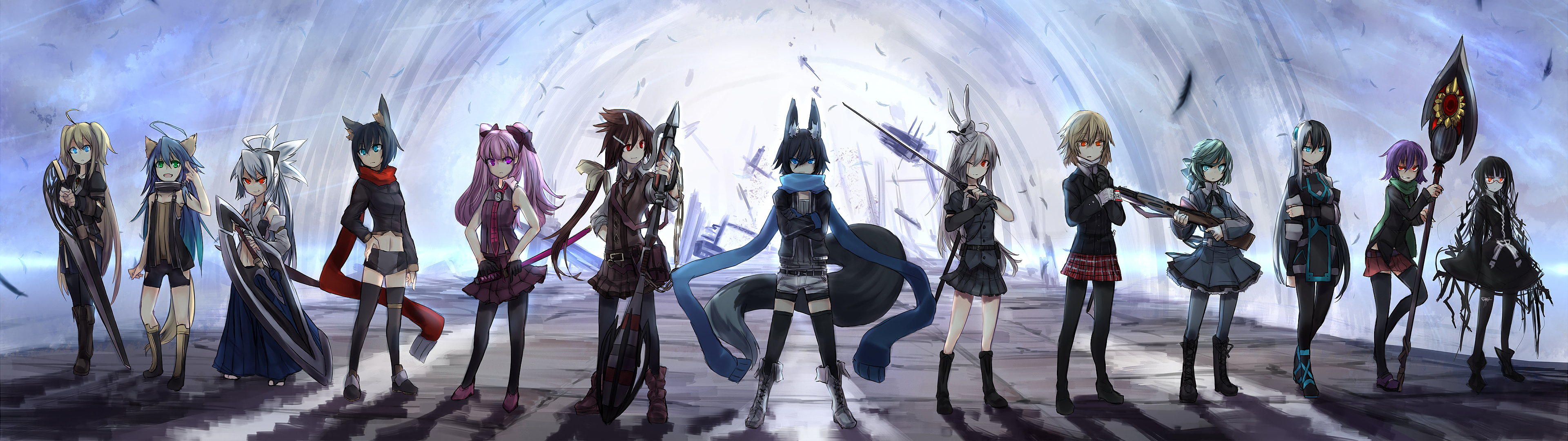 3840x1080 Wallpaper, Anime, Original Characters, Dual Screen