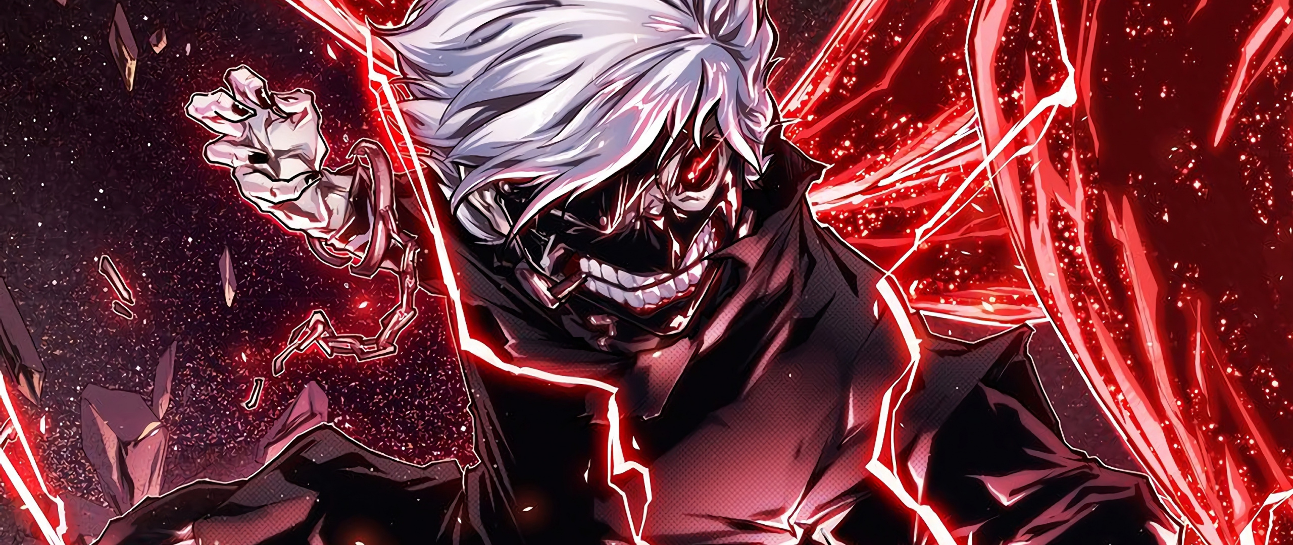 2560x1080 Download  wallpaper ken kaneki, angry, anime boy, Dual Screen