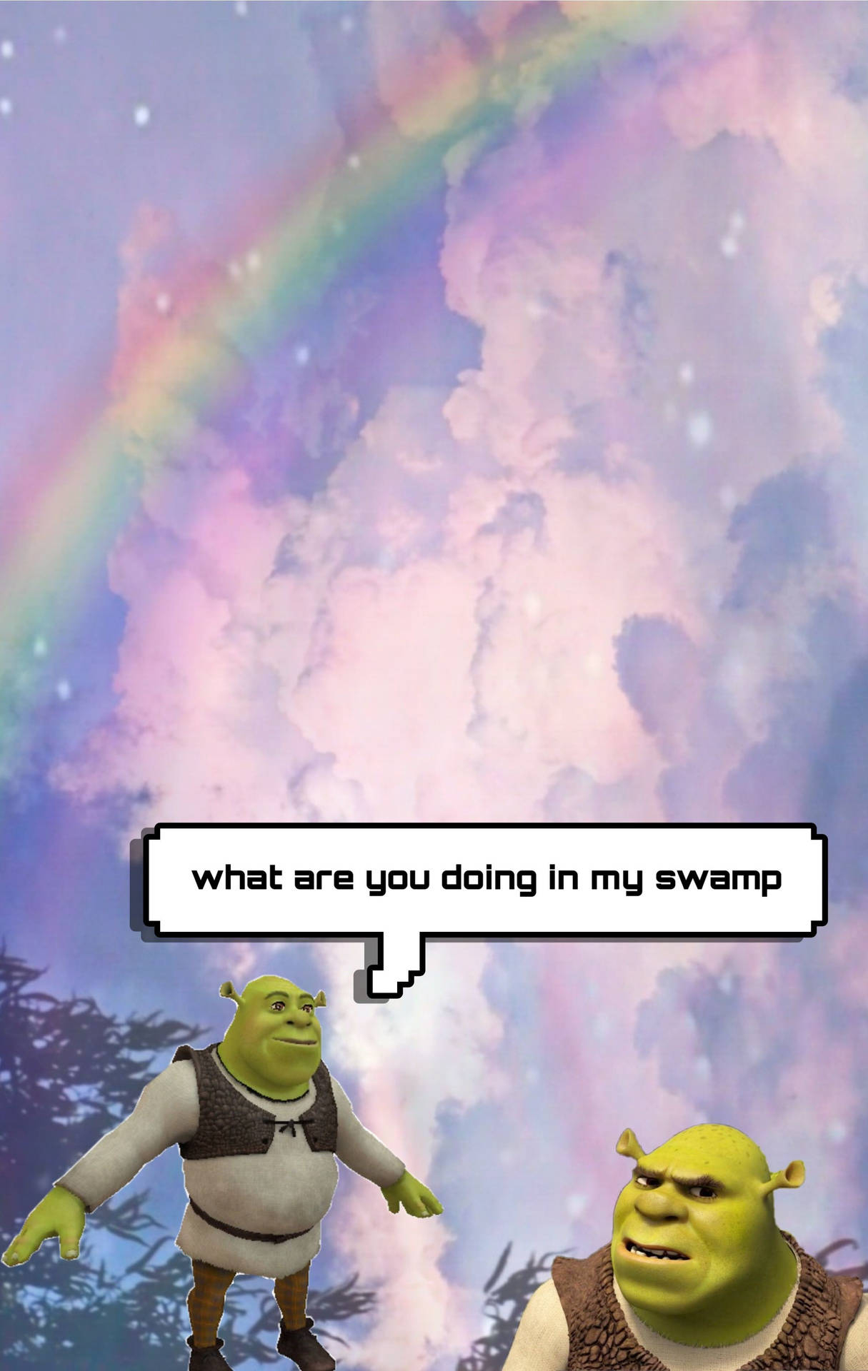 1220x1920 Shrek Rainbow Aesthetic Swamp Wallpaper, Phone