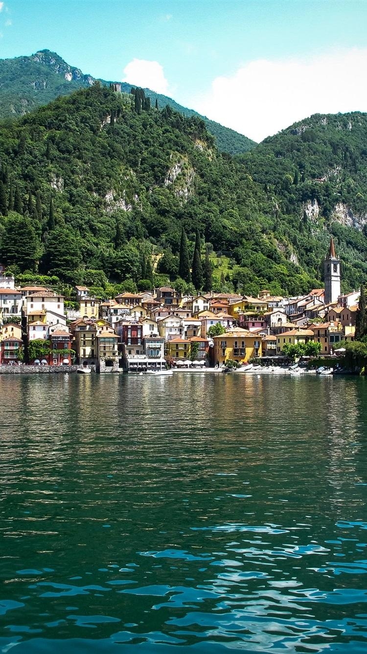 750x1340 Lake Como, Italy, Village, Mountains, Trees  IPhone 8 7 6 6S, Phone