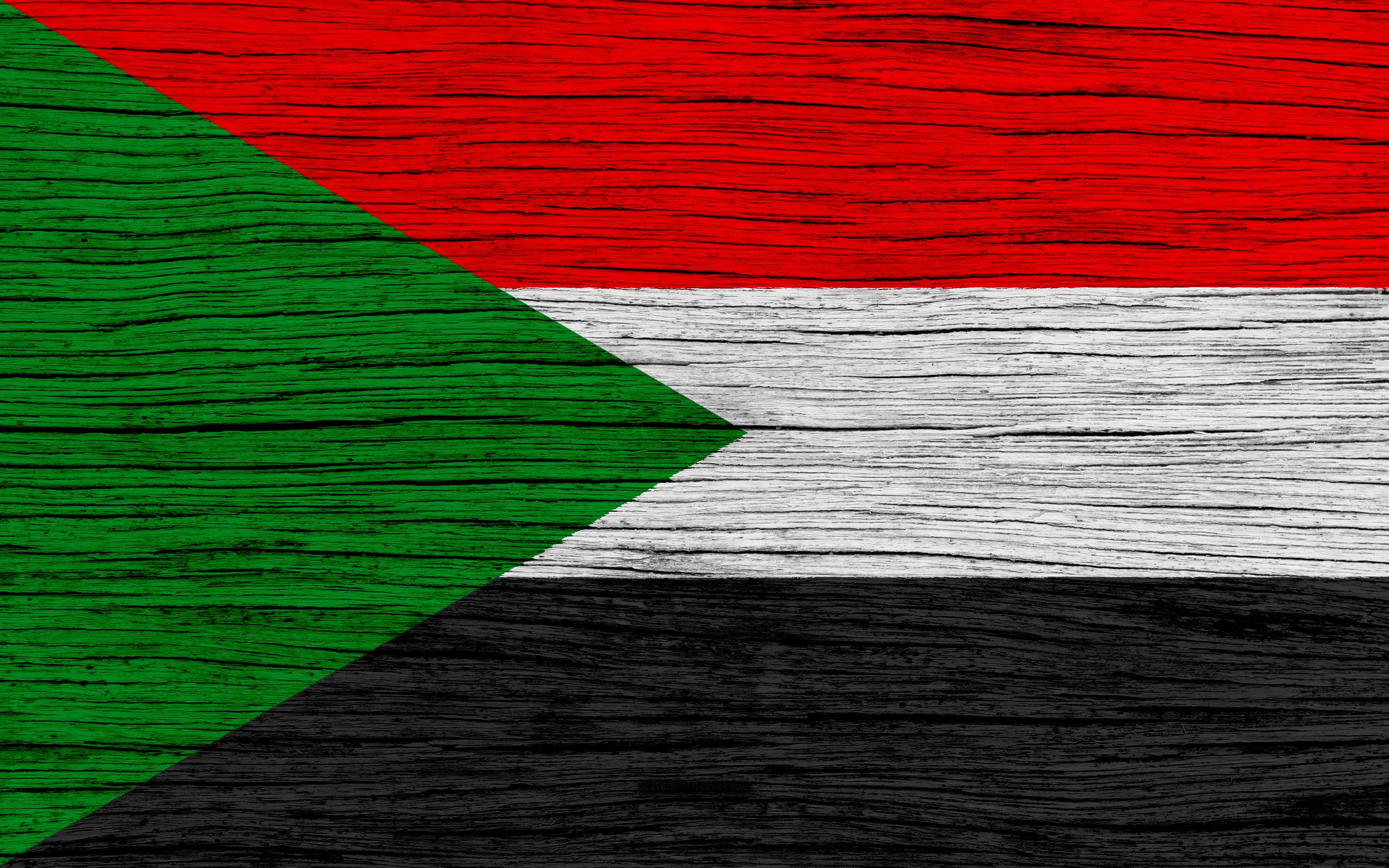 3840x2400 Download wallpaper Flag of Sudan, 4k, Africa, wooden texture, Desktop