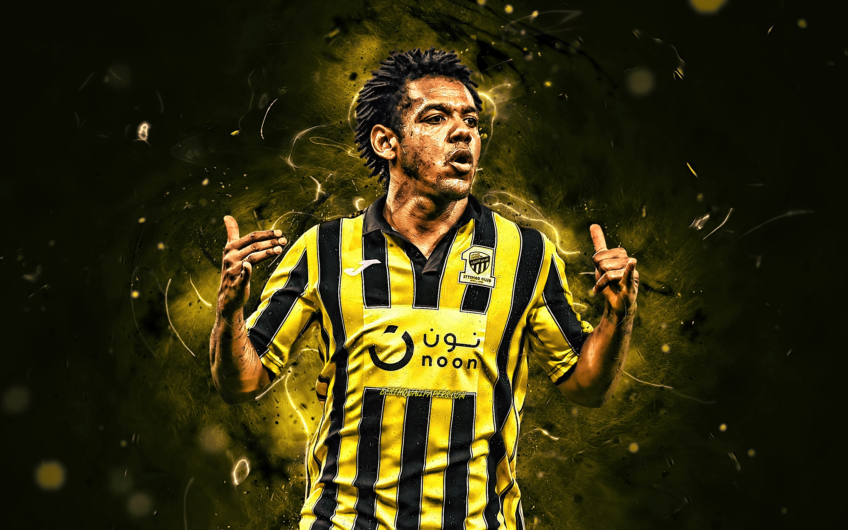 2880x1800 Download Wallpaper Romarinho, Brazilian Footballers, Al Ittihad FC, Saudi Premier League, Soccer, Romario Ricardo Da Silva, Al Ittihad Jeddah, Football, Neon Lights For Desktop With Resolution. High Quality HD Picture Wallpaper, Desktop