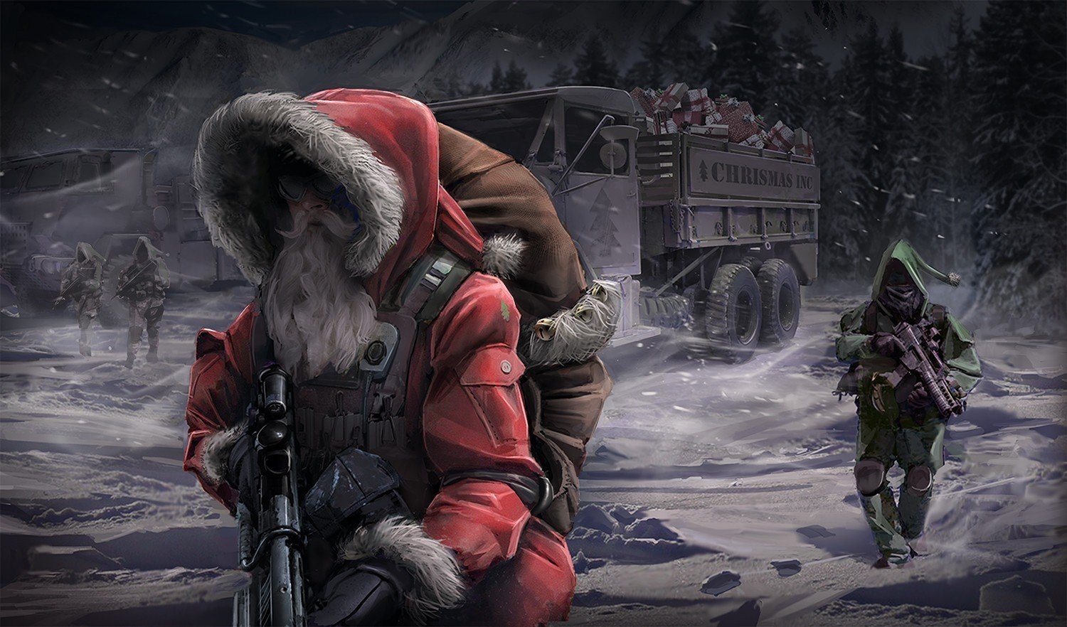 1500x890 santa, Elves, G36K, Christmas Wallpaper HD / Desktop and Mobile Background, Desktop