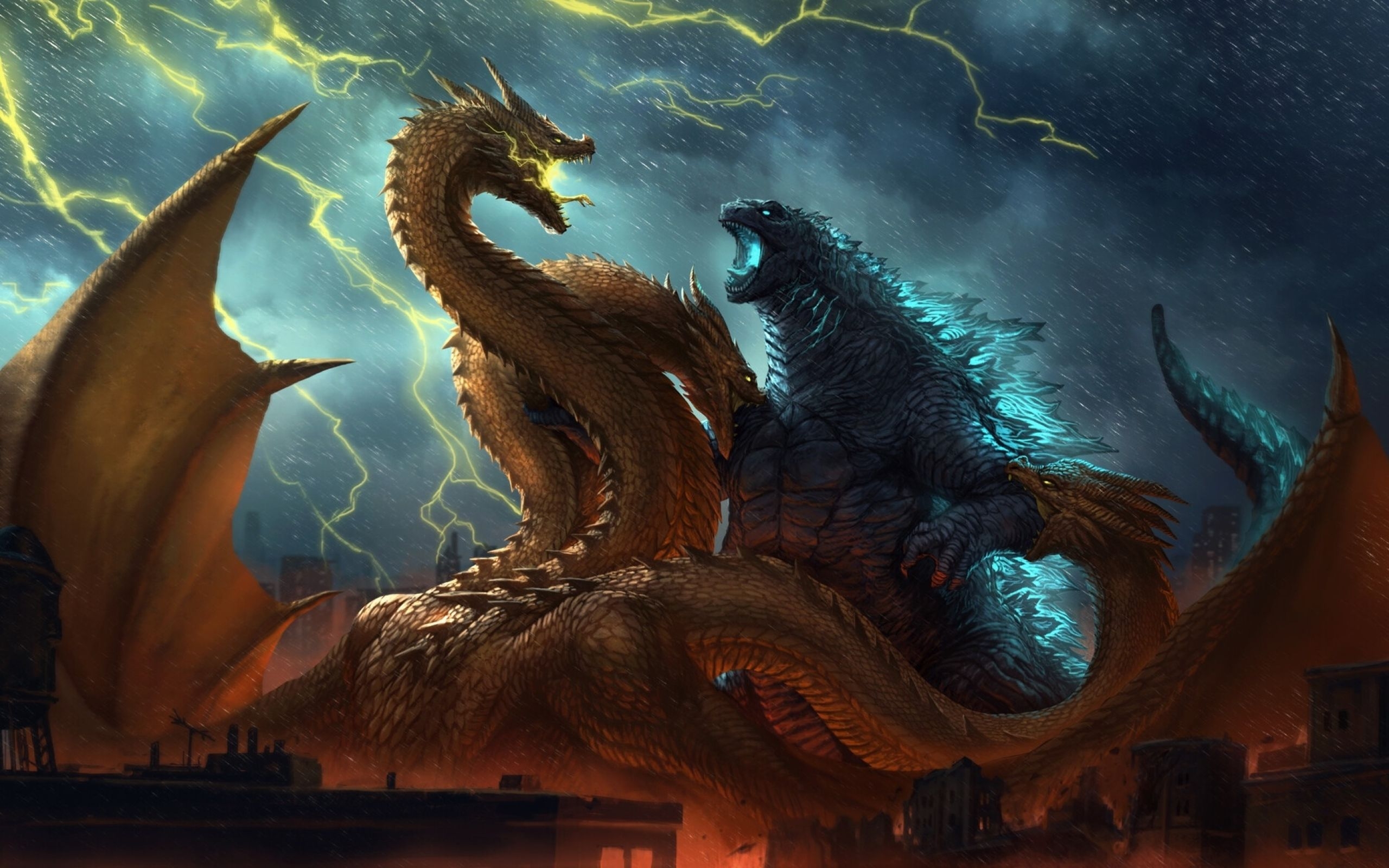 2560x1600 Godzilla Vs. King Ghidorah Wallpaper Free Godzilla Vs. King Ghidorah Background, Desktop