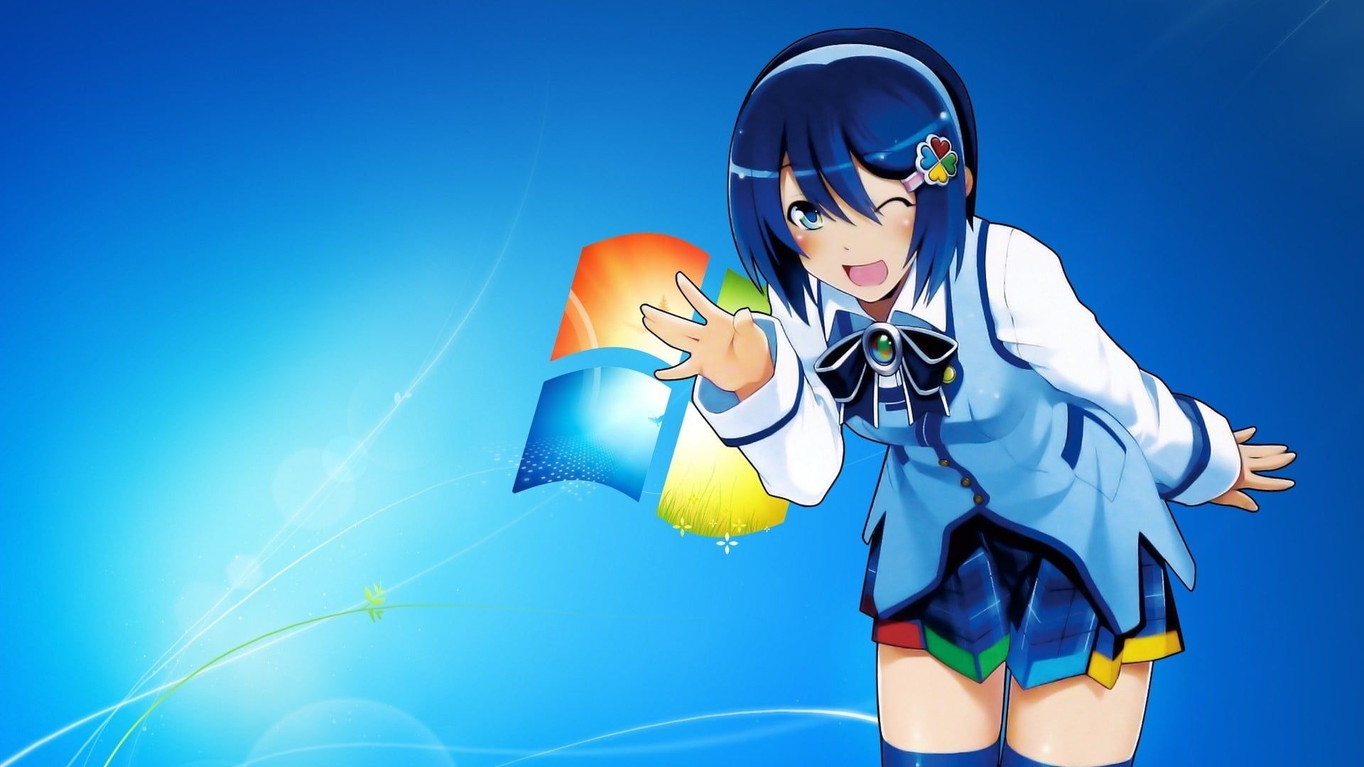 1920x1080 Blue Haired Female Anime Character Illustration Windows 7 Anime Girls Madobe Nanami #os Tan P #wallpaper #hdwa. Cool Anime Wallpaper, Anime, Anime Wallpaper, Desktop