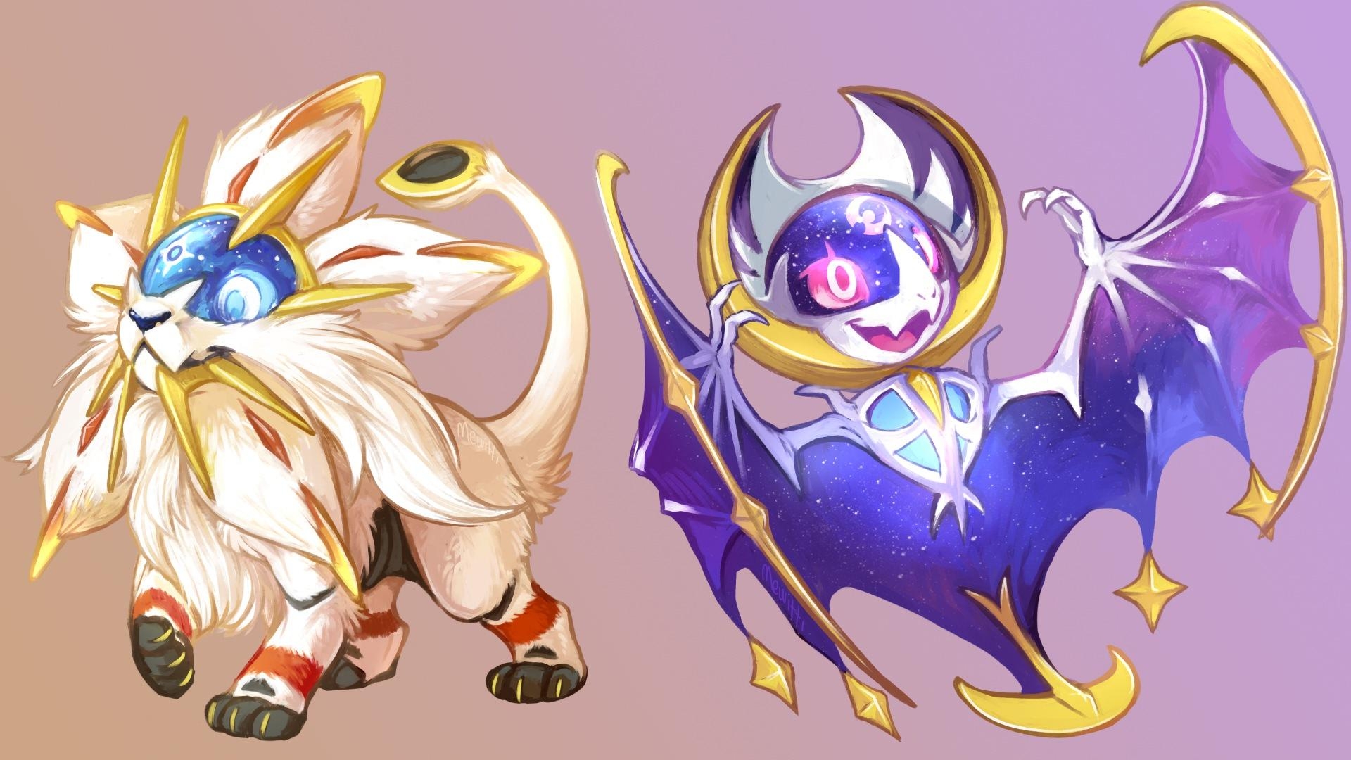 1920x1080 Chibi Lunala and Solgaleo Pokemon Su. Wallpaper, Desktop