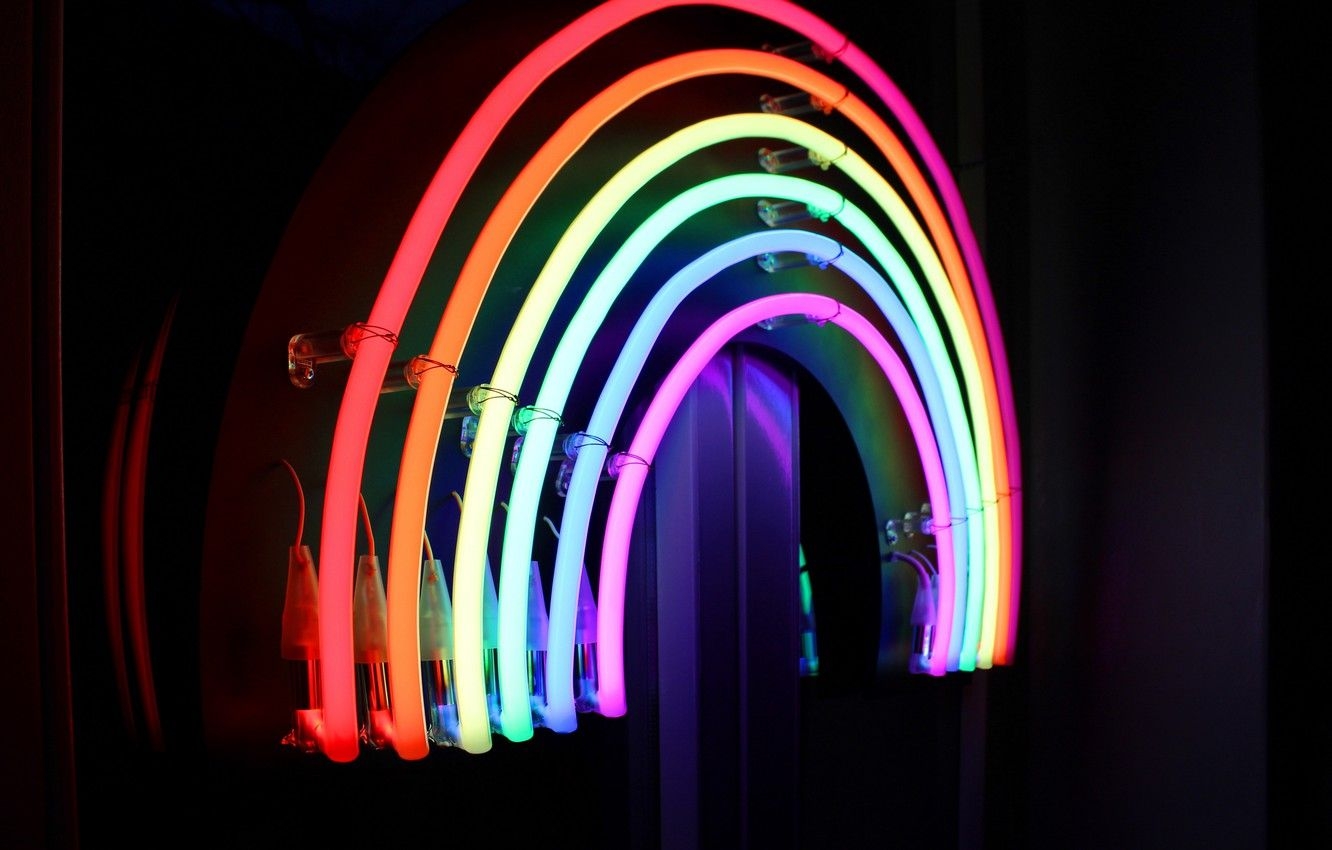 1340x850 Wallpaper lights, colorful, rainbow, lines, macro, neon, lamp, Desktop