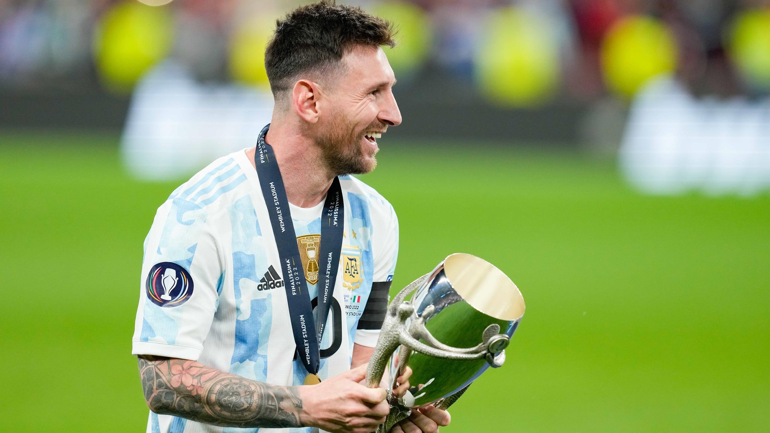 2560x1440 Lionel Messi shines as Lautaro Martinez, Angel Di Maria and Paulo Dybala goals hand Argentina Finalissima win over Italy, Desktop