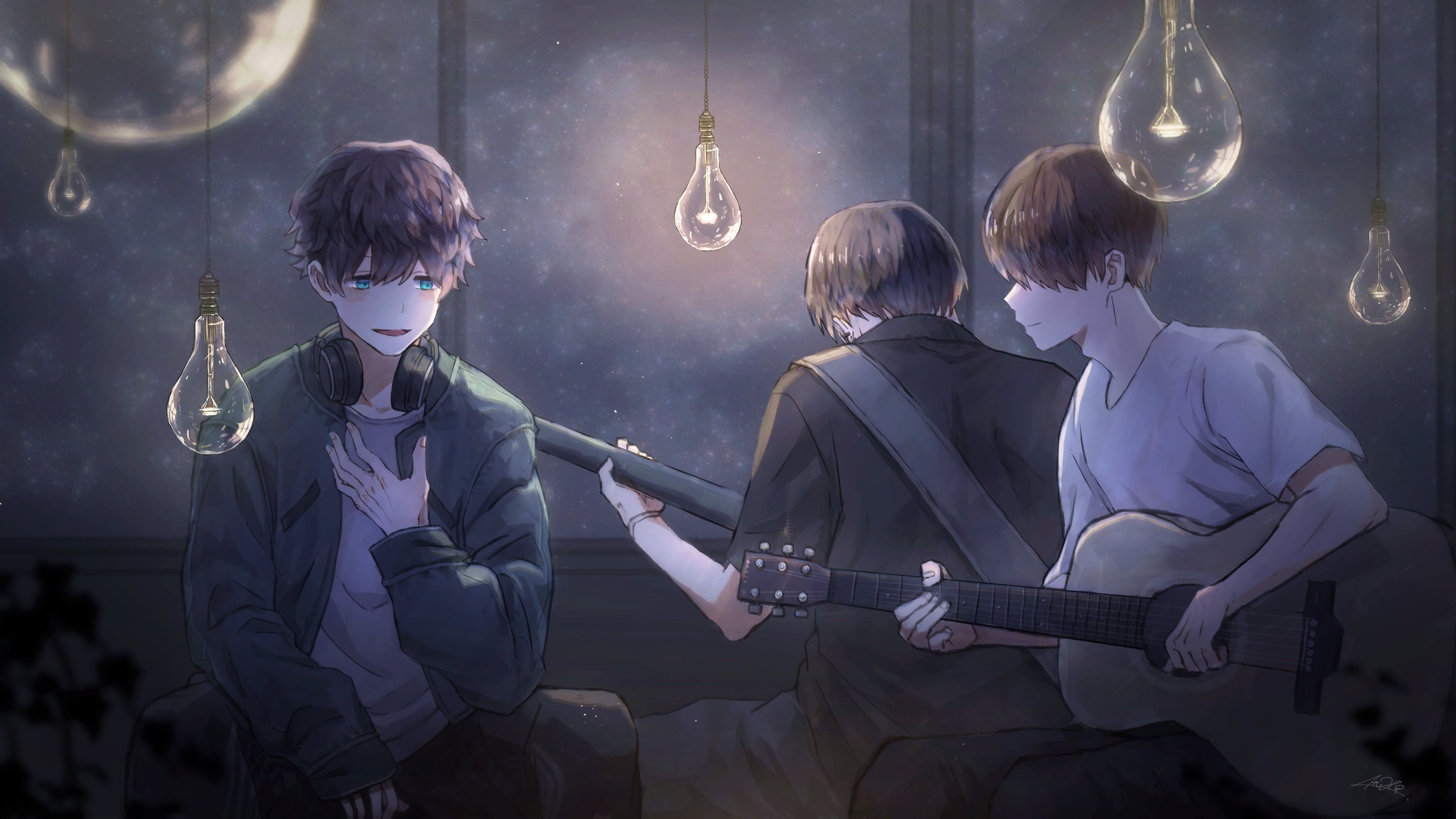 3840x2160 anime anime boys #headphones #guitar K #wallpaper #hdwallpaper #desktop. Anime, Anime boy, HD wallpaper, Desktop