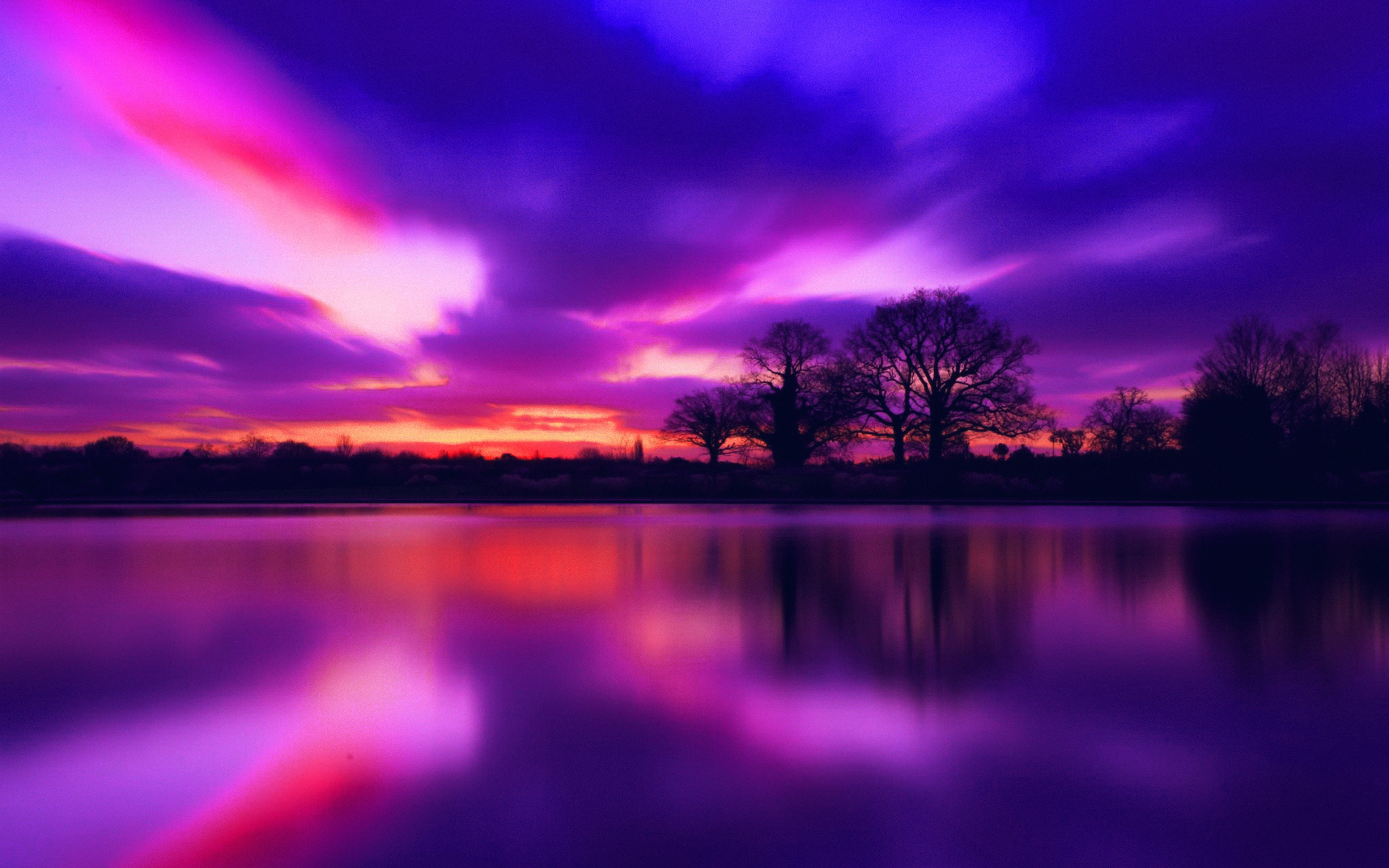 3840x2400 wallpaper for desktop, laptop. night lake blue sunset nature soft purple, Desktop