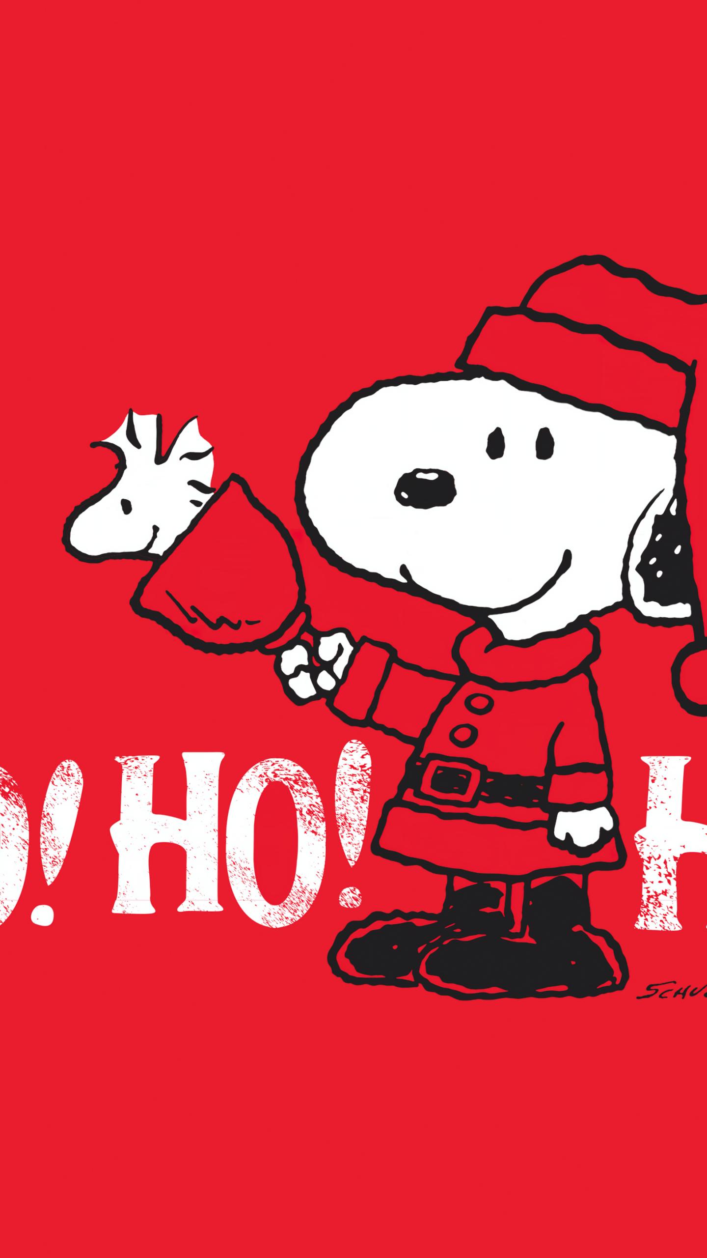 1440x2560 Snoopy Wallpaper 4K, Santa Claus, Red, Phone