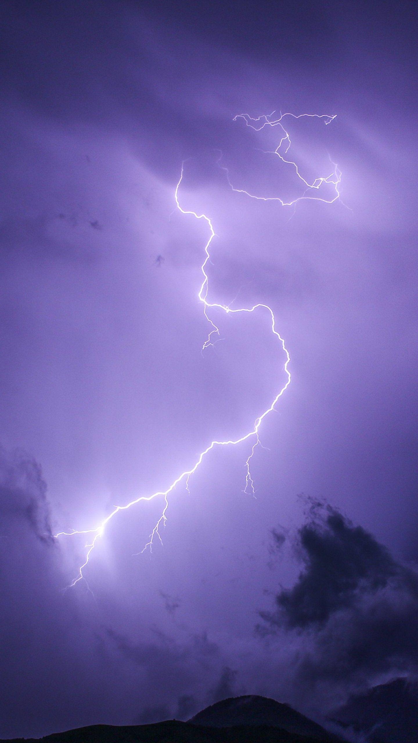 1440x2560 Purple Lightning Wallpaper, Android & Desktop Background, Phone