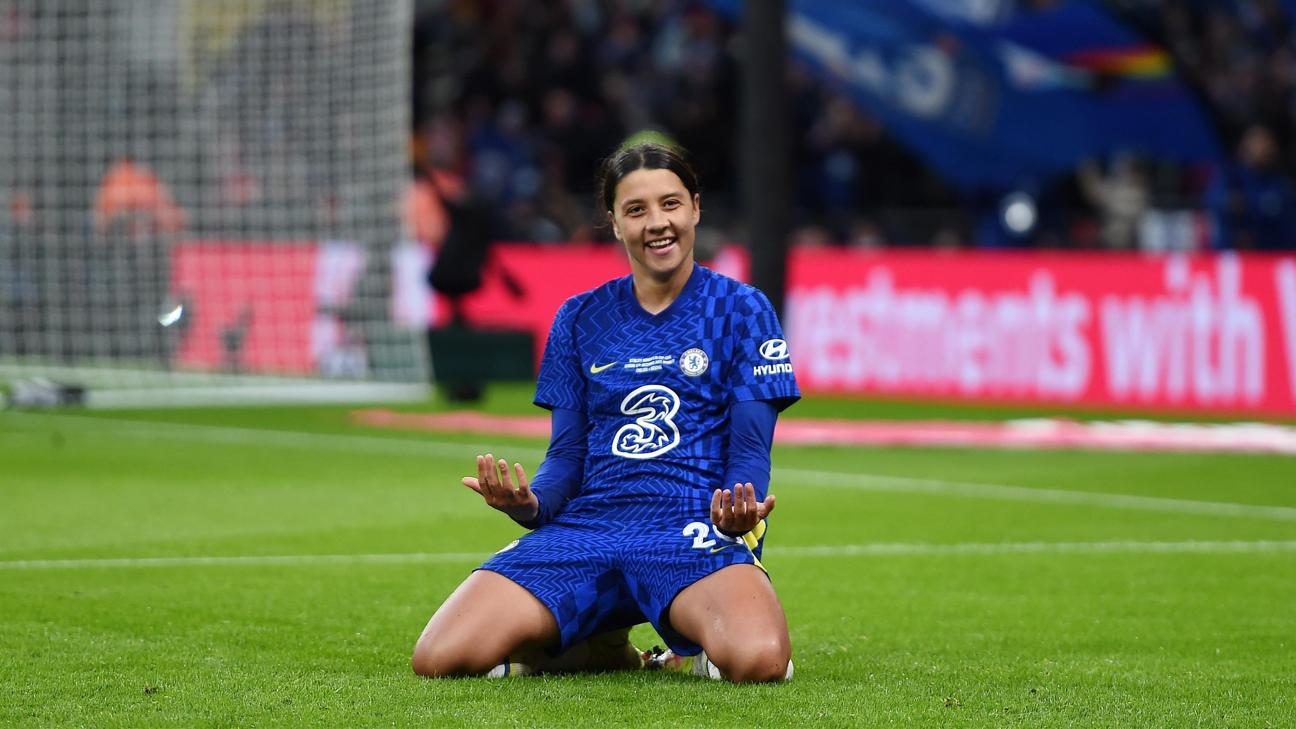 2560x1440 Sam Kerr and Fran Kirby fire Emma Hayes' Chelsea to Women's FA Cup final win over Arsenal at Wembley, Desktop