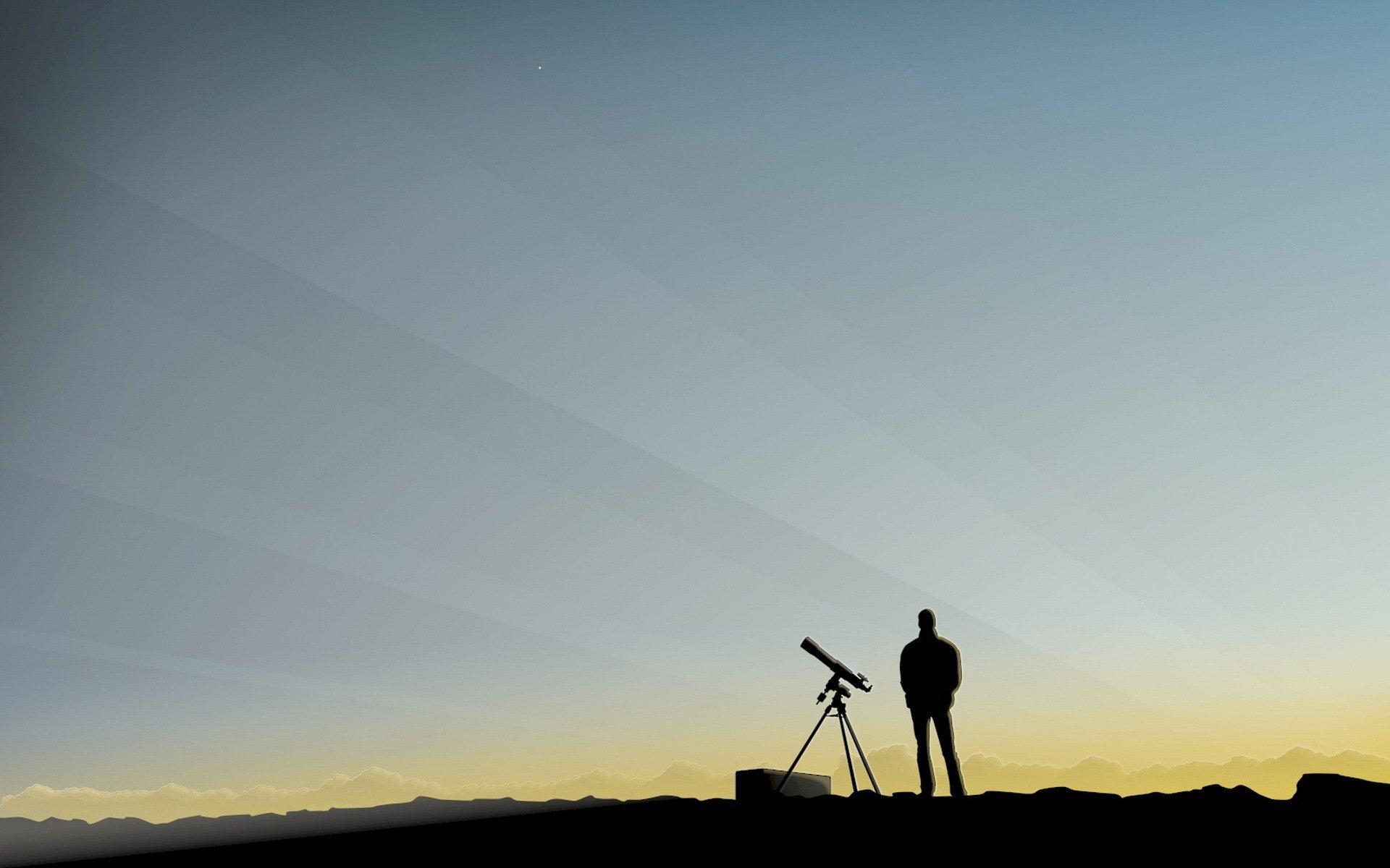 1920x1200 man sky telescope observations minimalism HD wallpaper, Desktop