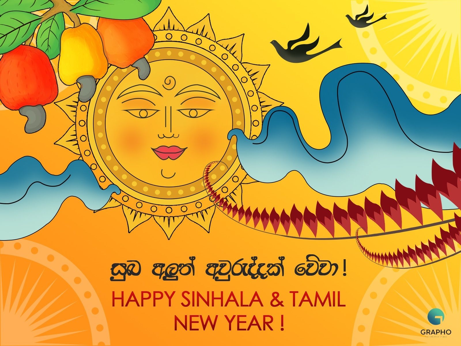 1600x1200 Sinhala and Tamil New Year Wish by Grapho Creative Studio. New year wishes, Banner design, Creative studio, Desktop