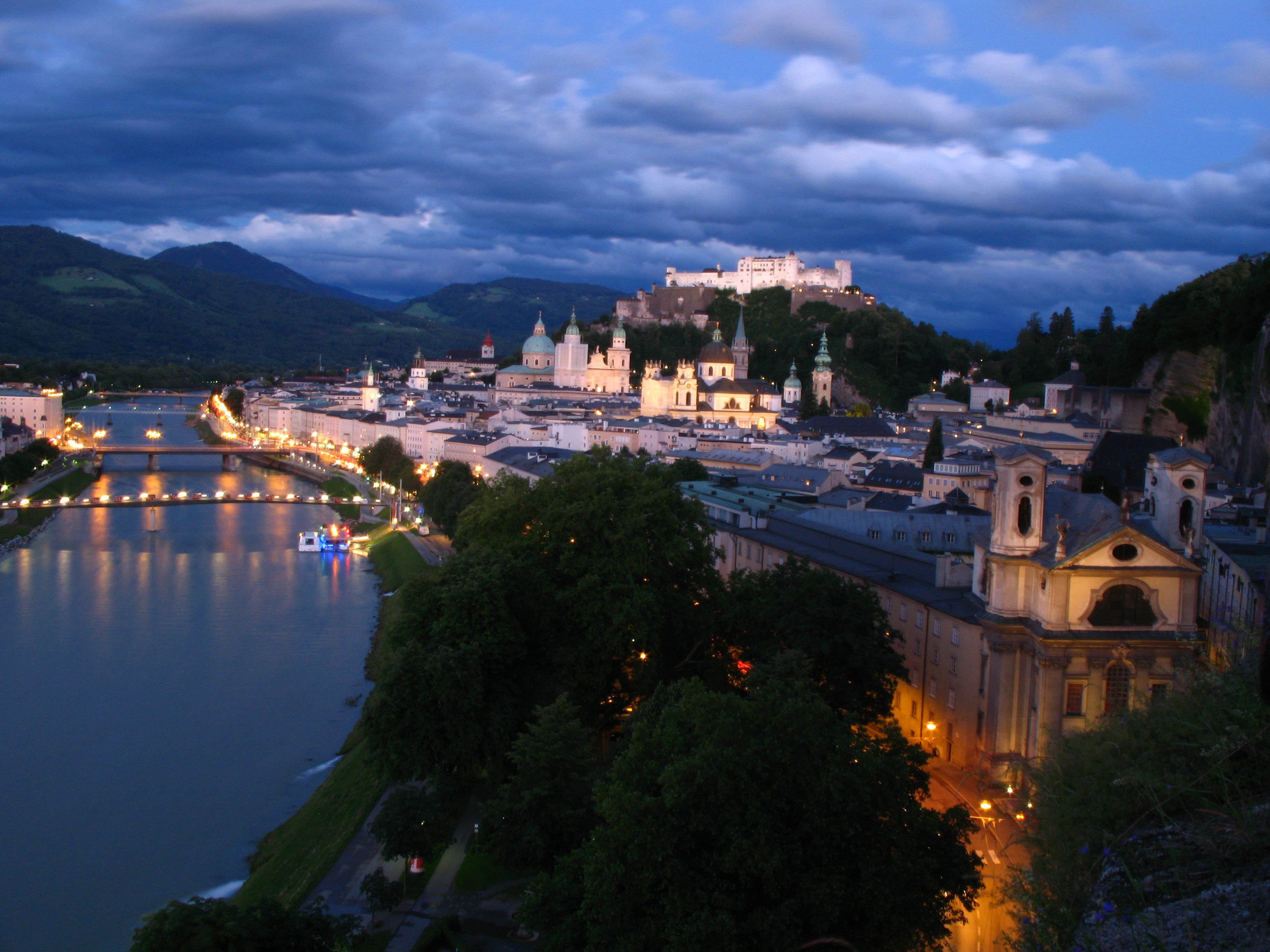 3650x2740 Night street in Salzburg, Austria wallpaper and image, Desktop