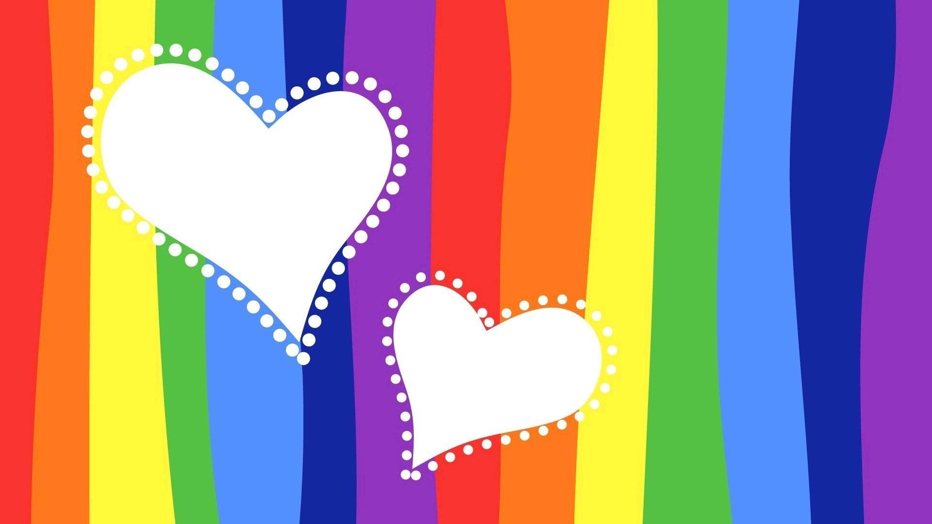 1920x1080 Two Hearts in Rainbow Background, Desktop