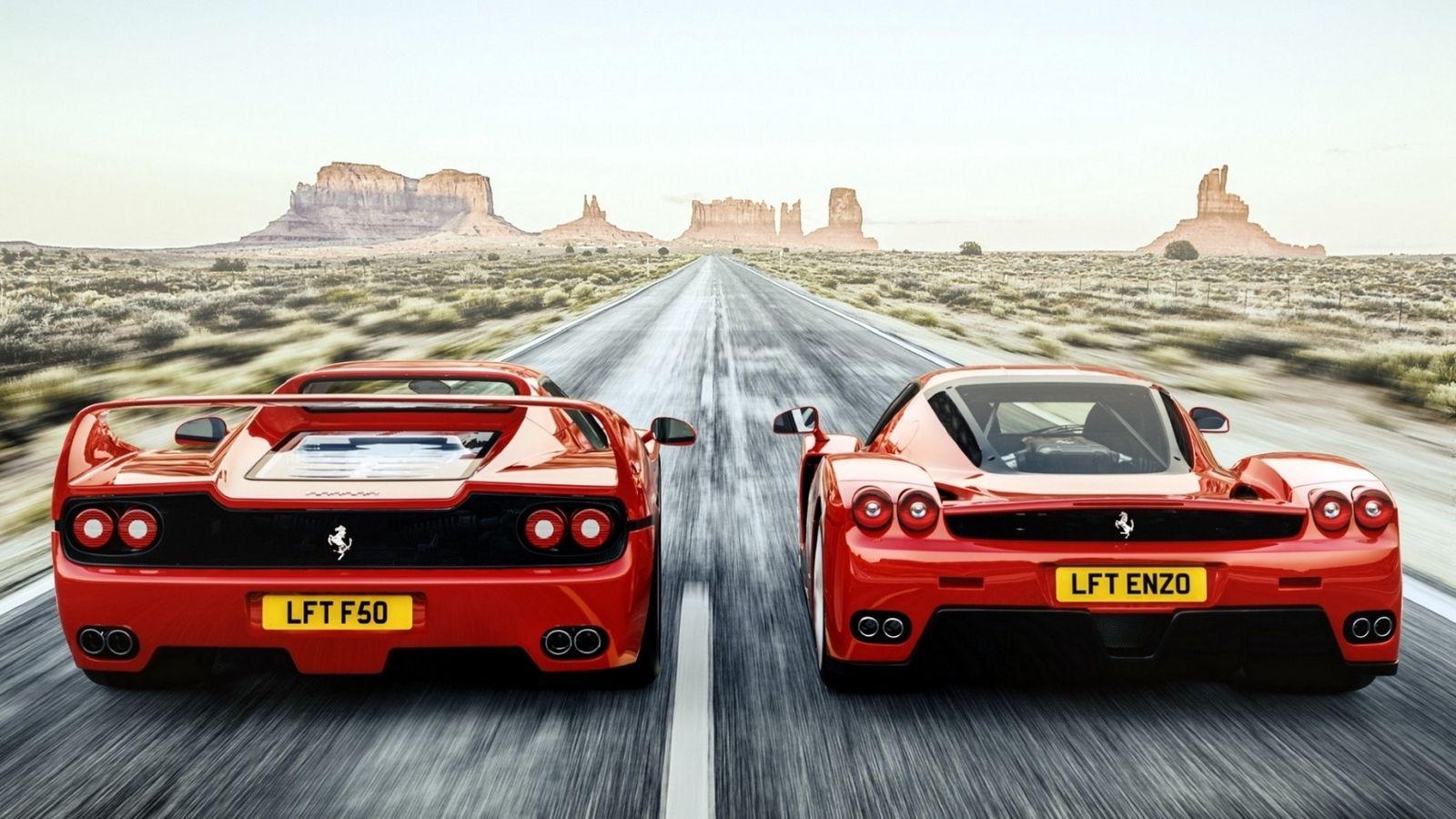 1600x900 Download wallpaper  ferrari, f enzo, rear view, speed, Desktop