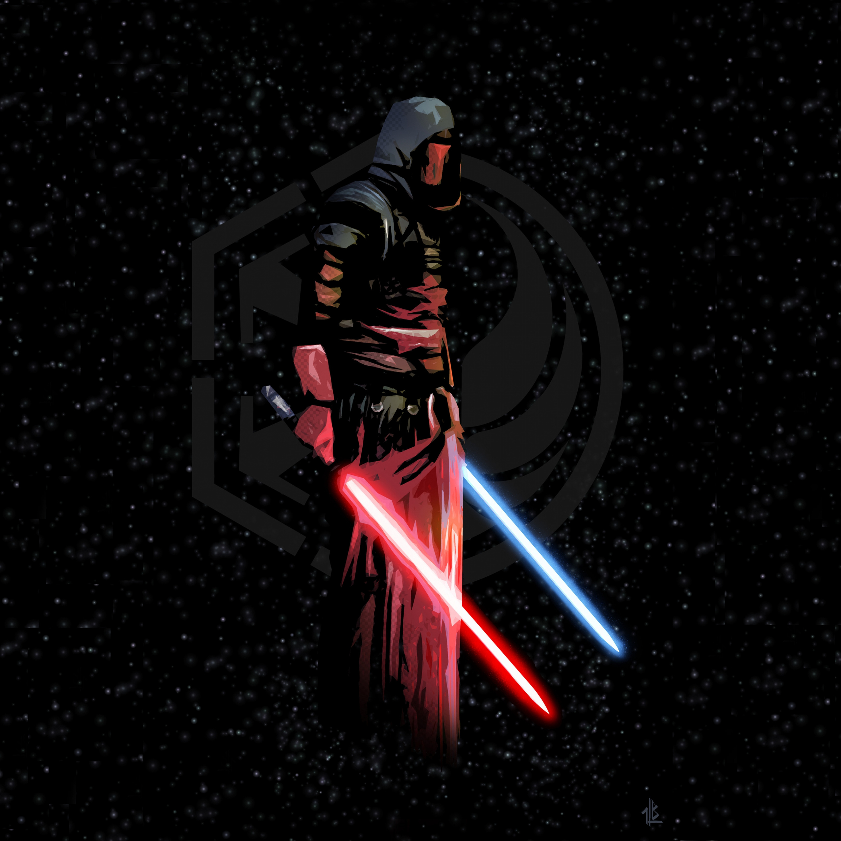 2940x2940 Download Darth Revan, lighting bars, star wars, art wallpaper, 2932x iPad Pro Retina, Phone