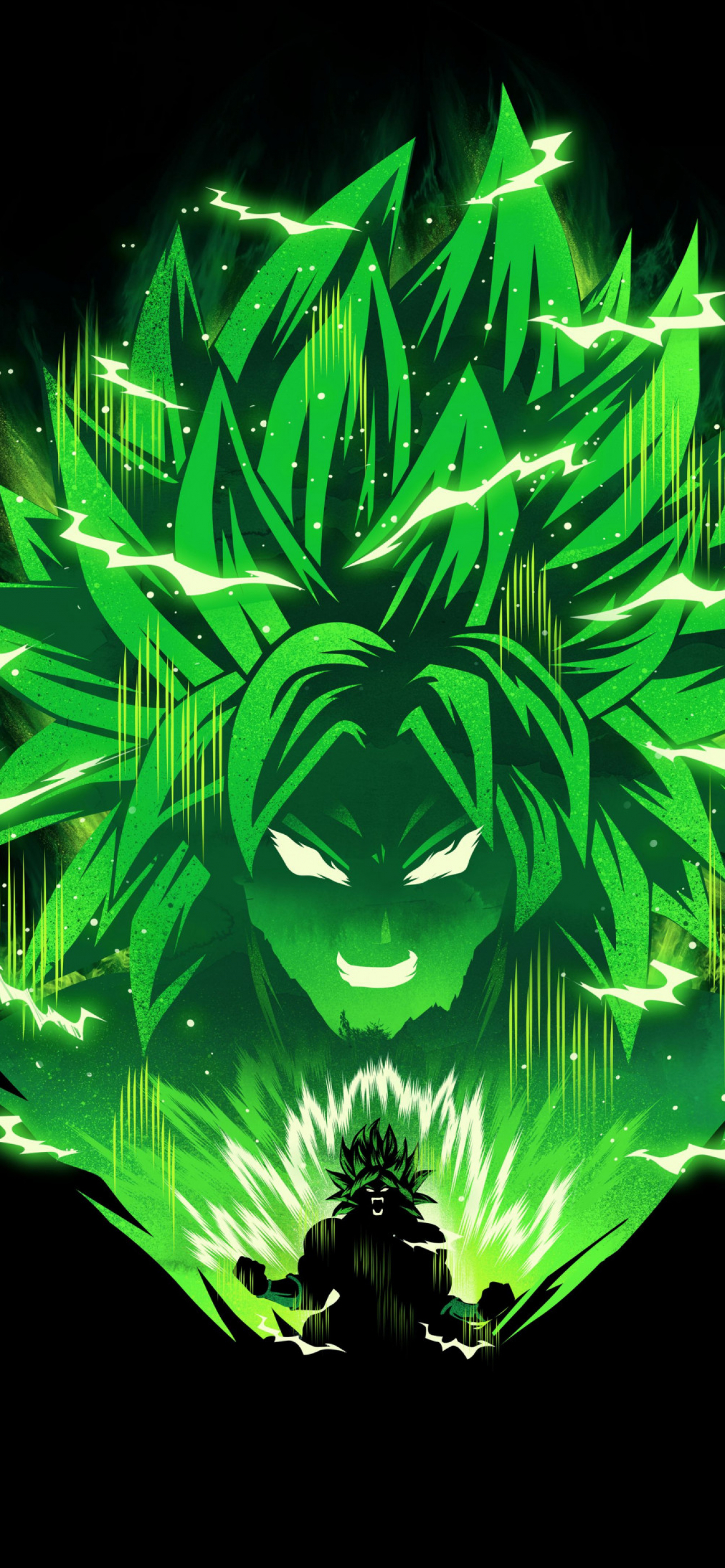 1290x2780 Broly Wallpaper 4K, Dragon Ball Z, Black background, Anime, Phone