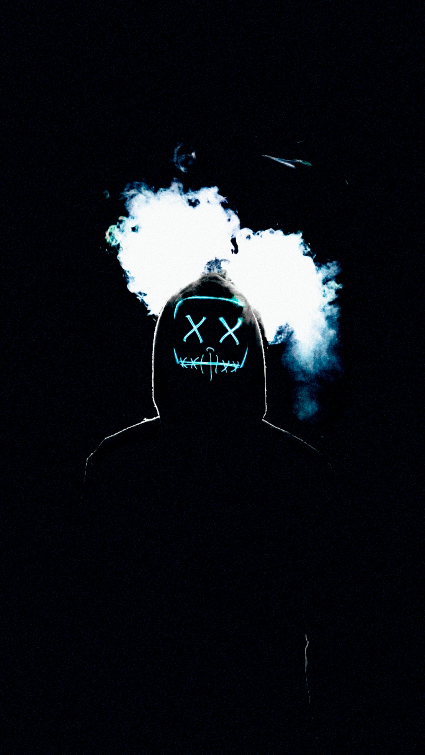 1440x2560 Man Wallpaper 4K, LED mask, AMOLED, Smoke, Photography, Phone