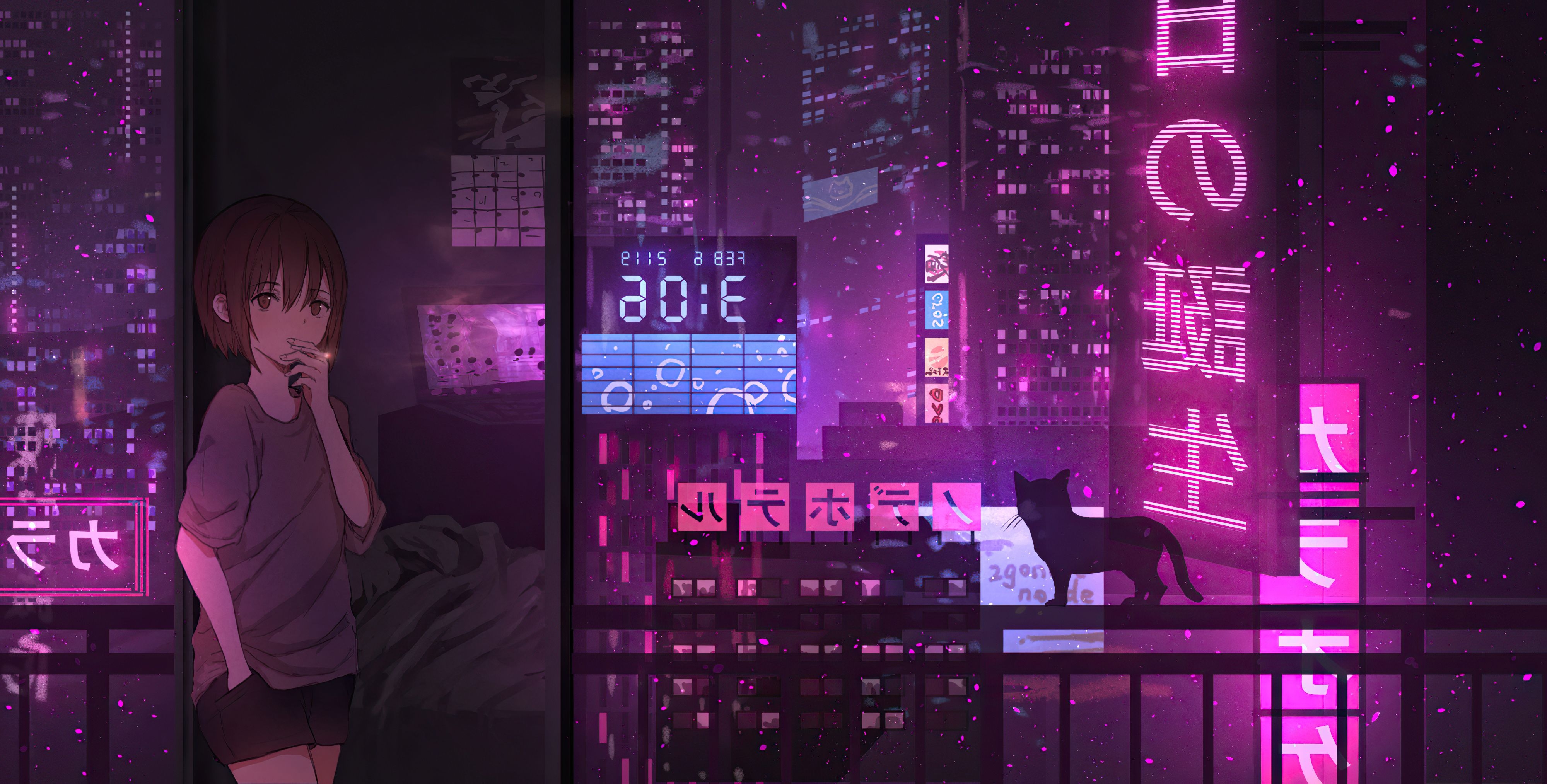 4000x2030 Anime Girl City Night Neon Cyberpunk 4k, HD Anime, 4k Wallpaper, Image, Background, Photo and Picture, Desktop