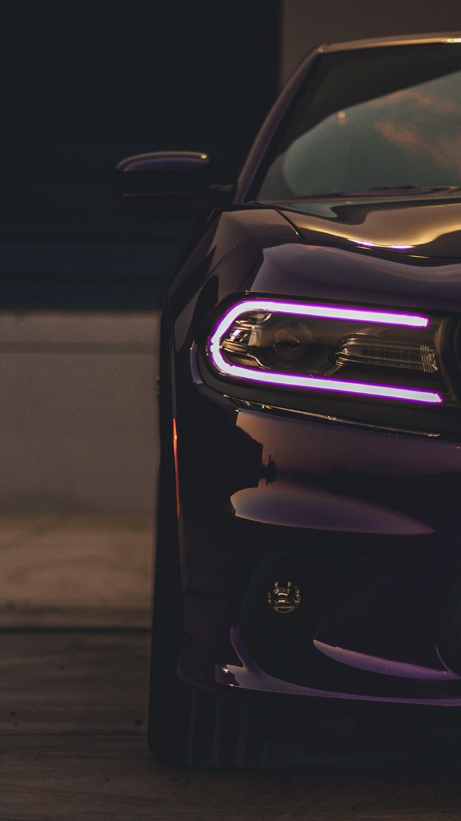 940x1670 Download Wallpaper  Dodge Charger, Headlight, Car, Purple, Light Iphone 8 7 6s 6 For Parallax HD Background, Phone