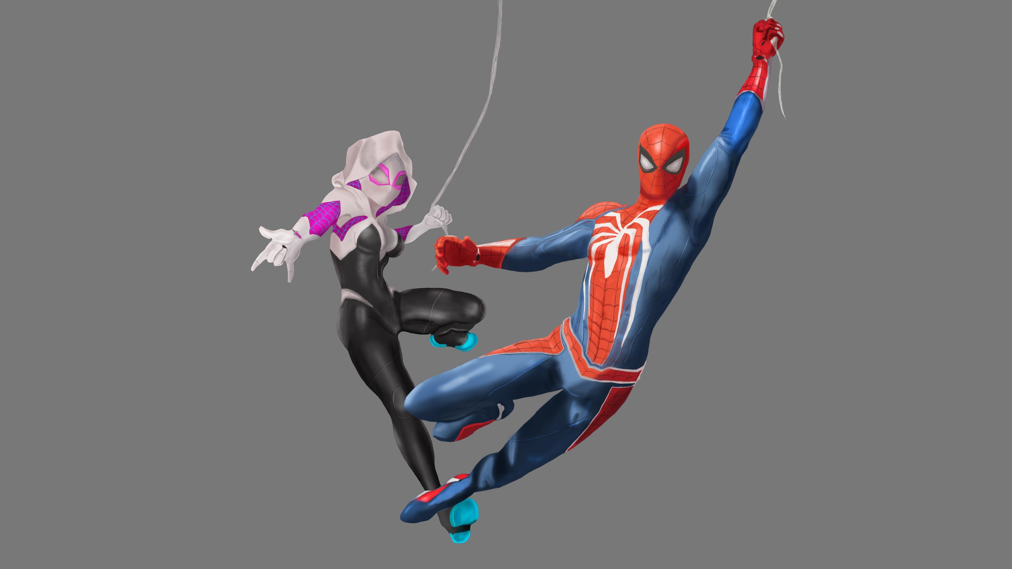 3840x2160 Spiderman Ps4 And Spider Gwen Art, HD Superheroes, 4k Wallpaper, Desktop