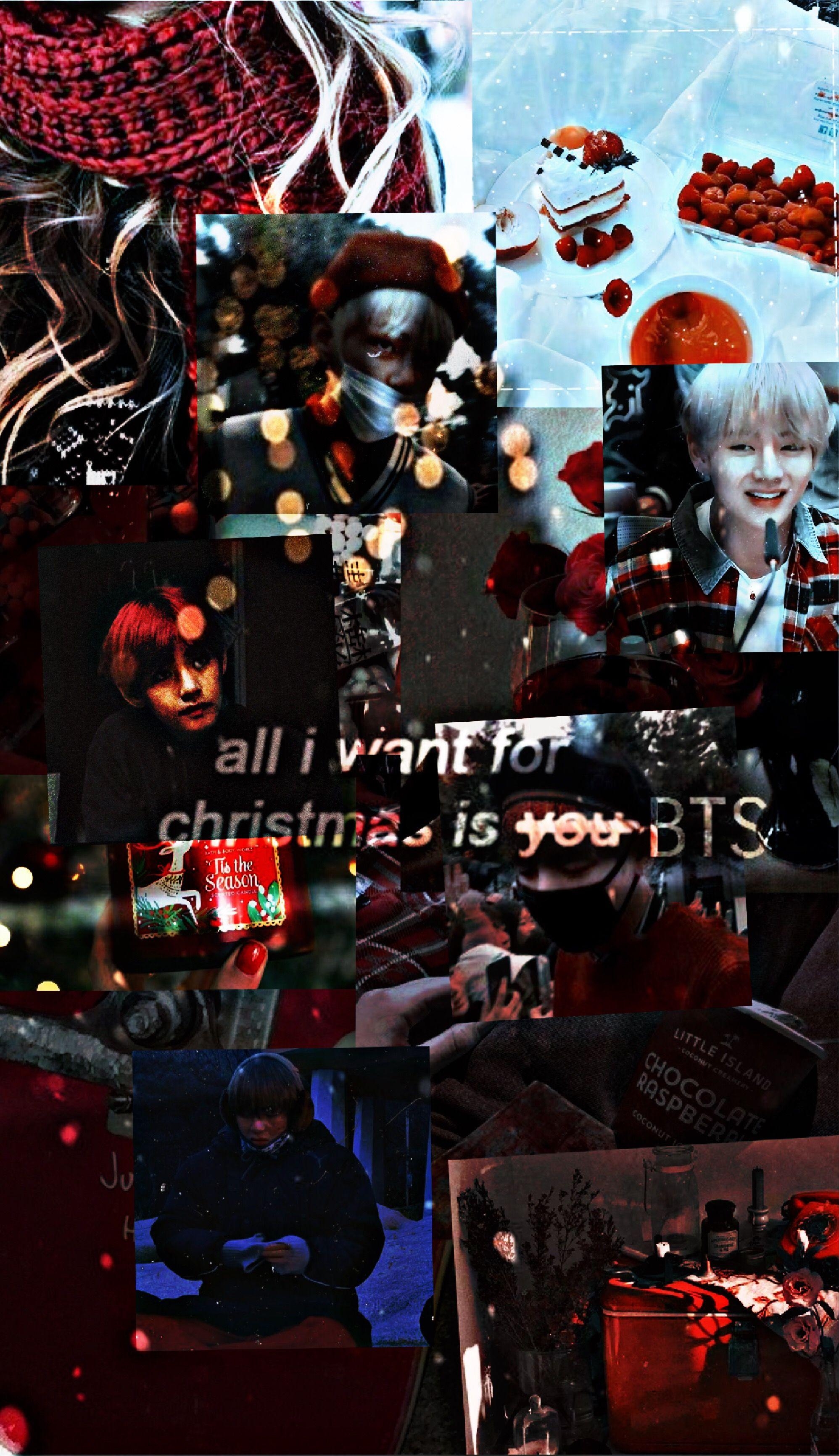 2000x3470 BTS V Christmas Wallpaper red aesthetic. BTS. Red, Phone