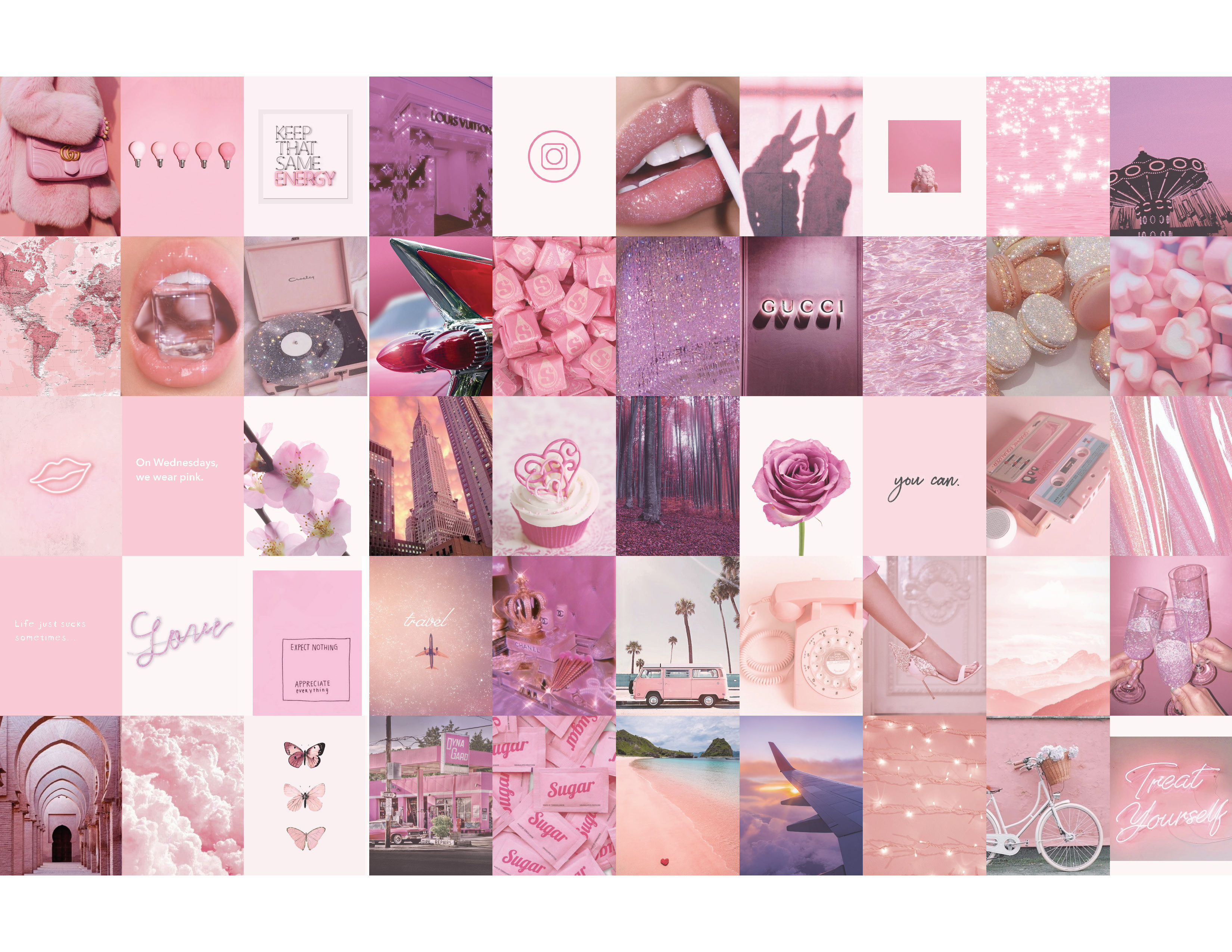 3300x2550 Collage Me Pink & Trendy! Stunningly Gorgeous Vintage Pink Aesthetic Wall Prints Collage Kit Set of 50 Photo Home Room Decor Posters Postcards, Desktop