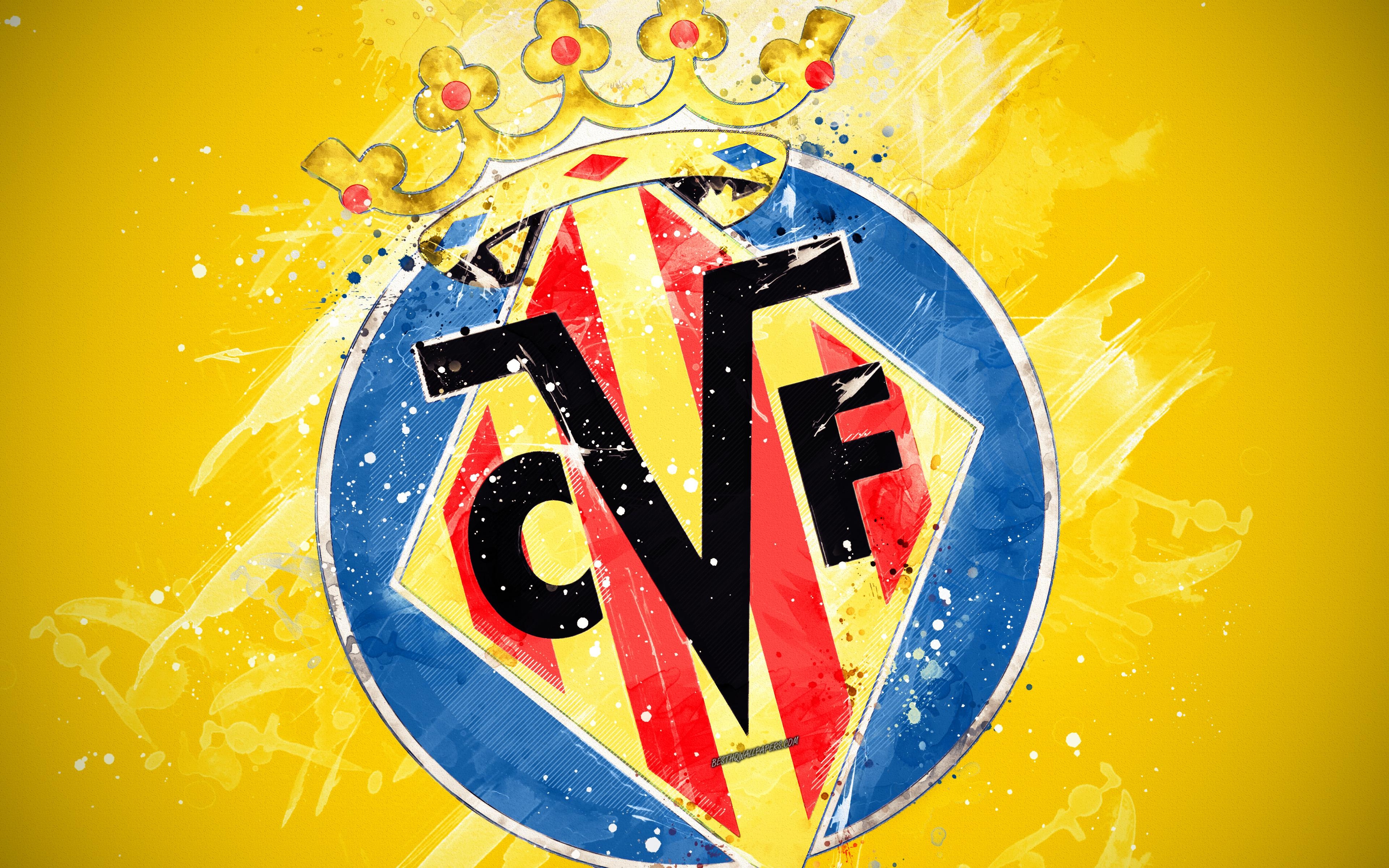 3840x2400 Download wallpaper Villarreal CF, 4k, paint art, creative, Spanish, Desktop