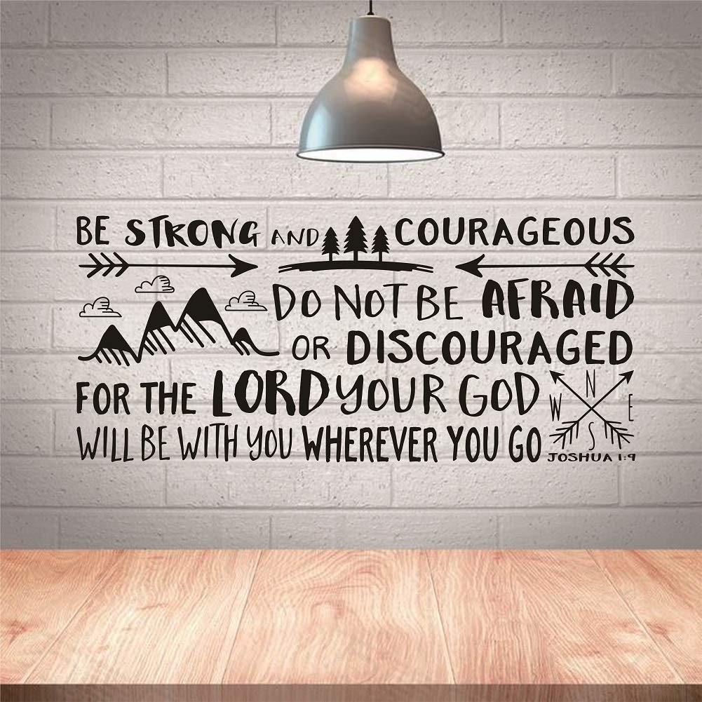 1010x1010 Quote of Bible Verse Joshua 1:9 Wall Sticker Vinyl Decals Be Strong and Courageous Words Boy Kids Room Home Decor Wallpaper: Home & Kitchen, Phone