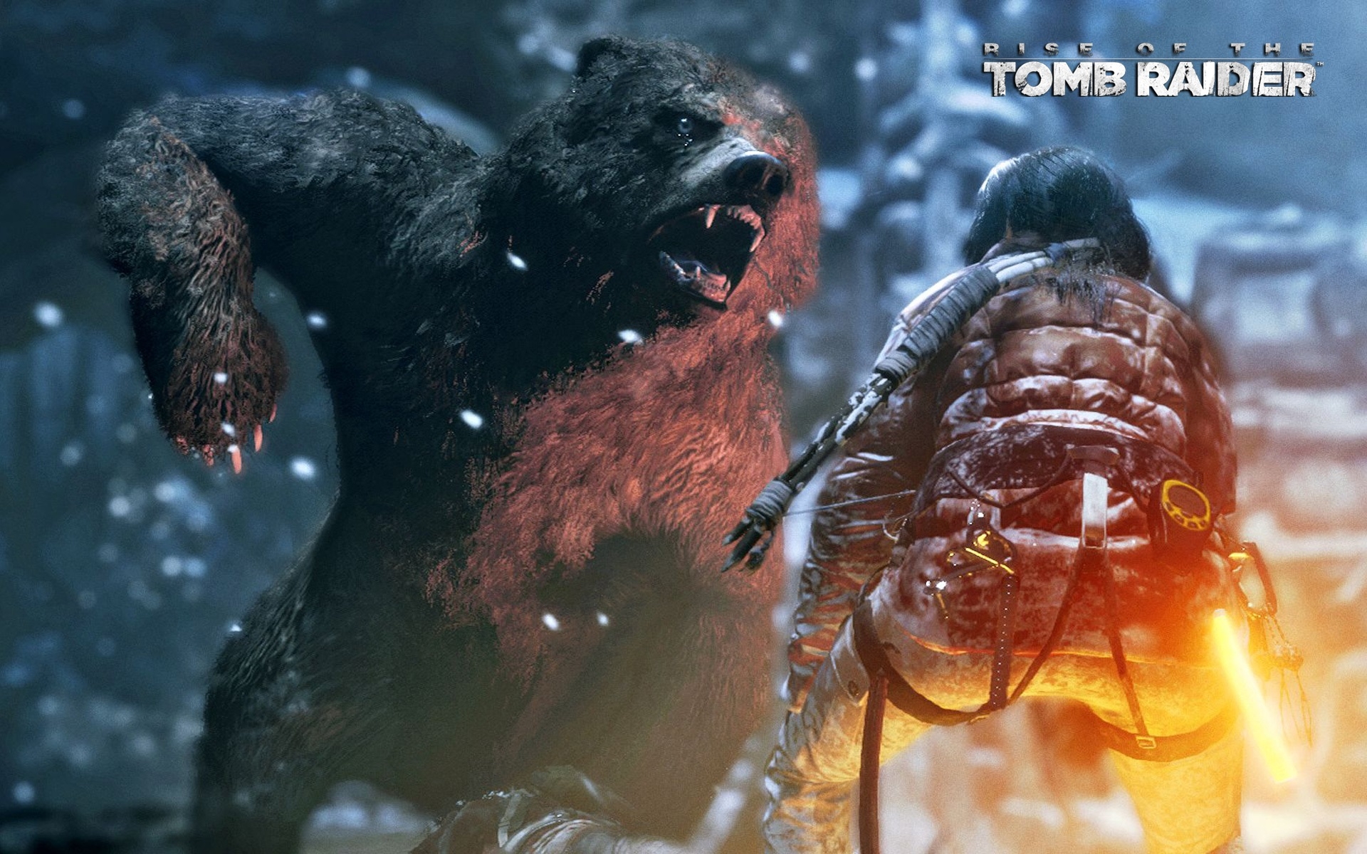 1920x1200 Wallpaper Rise of the Tomb Raider, angry bear  HD Picture, Image, Desktop