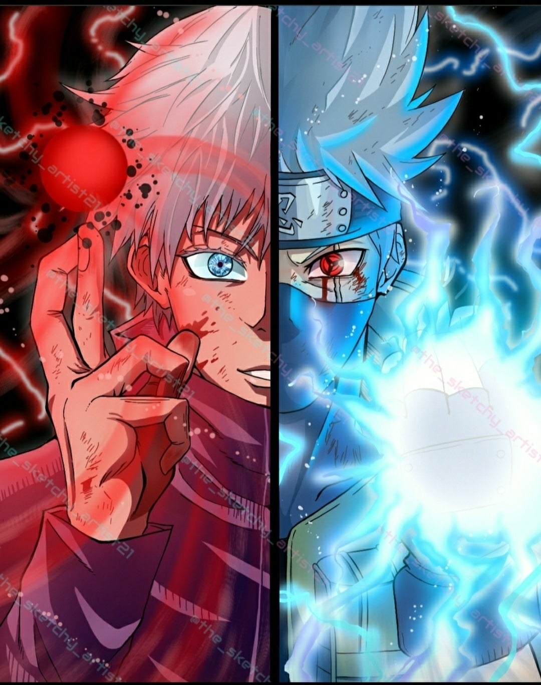 1080x1370 Gojo vs Kakashi. Sharingan vs Infinity full version on my insta, Naruto, Phone