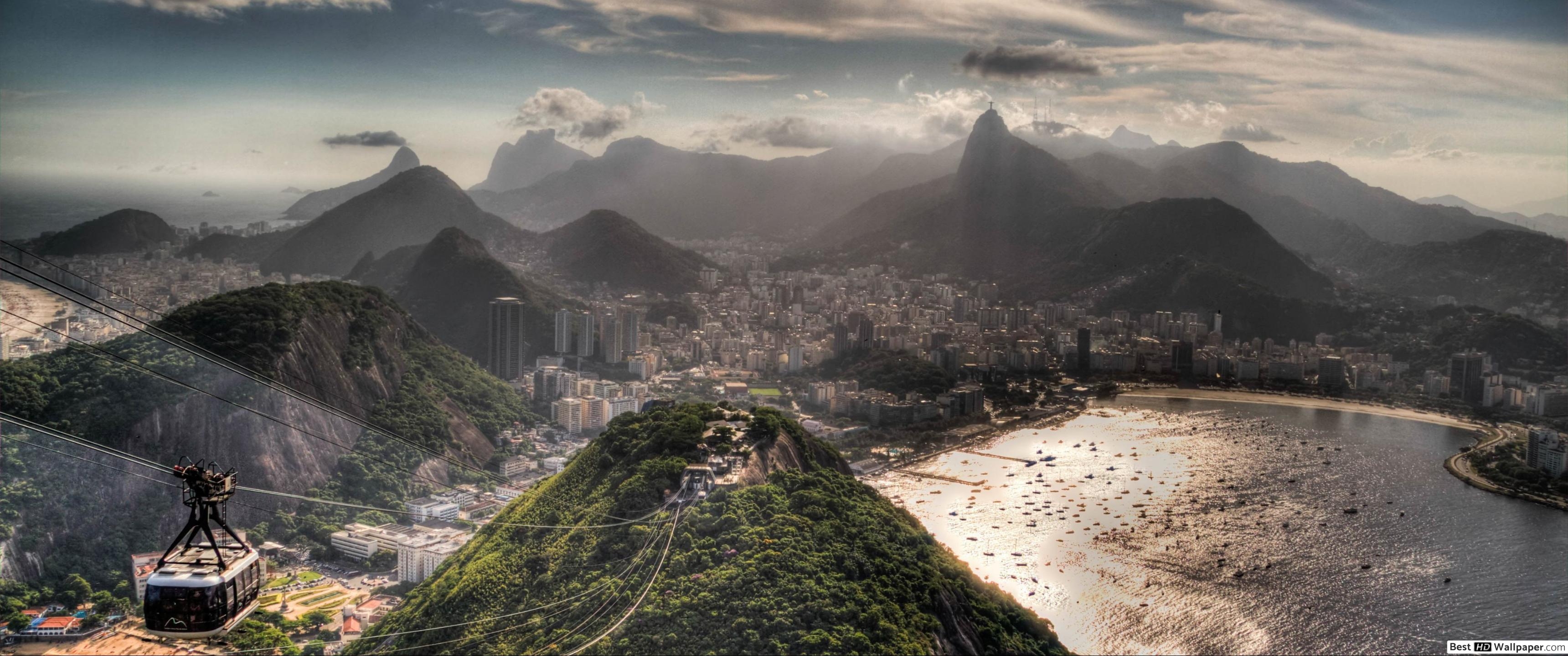 3440x1440 The view of rio de janeiro HD wallpaper download, Dual Screen