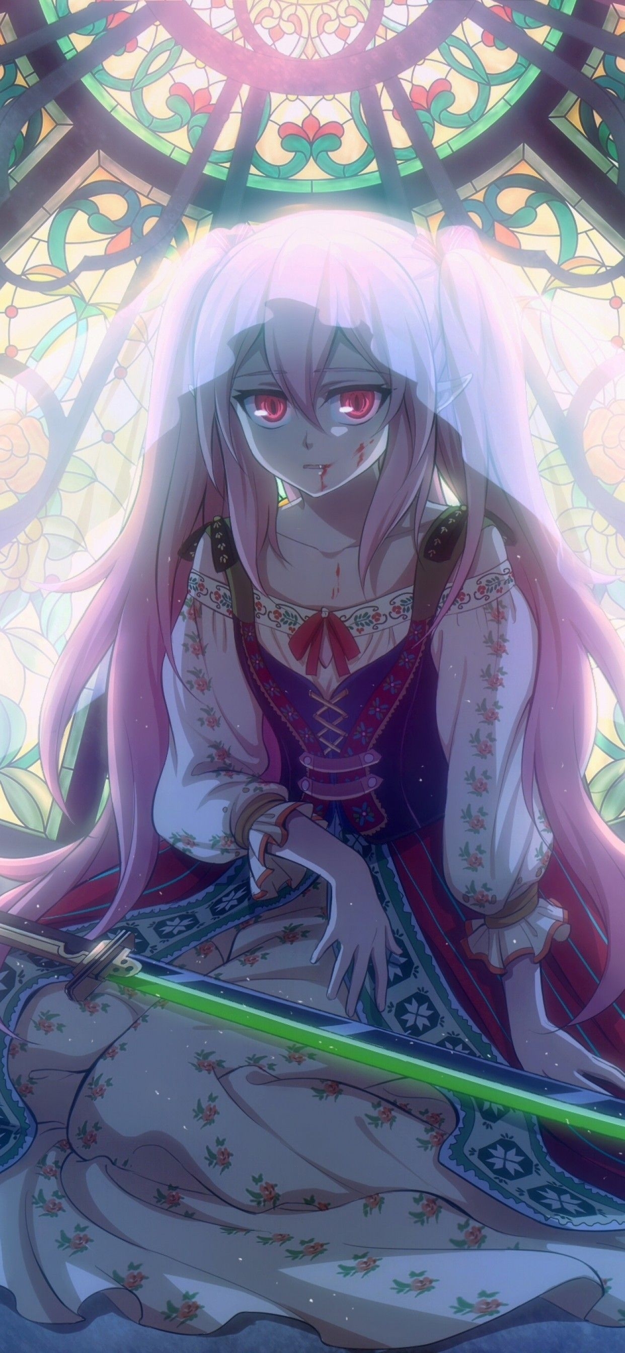 1250x2690 Download  Krul Tepes, Owari No Seraph, Vampire, Dress, Sword, Red Eyes Wallpaper for iPhone XS Max, Phone