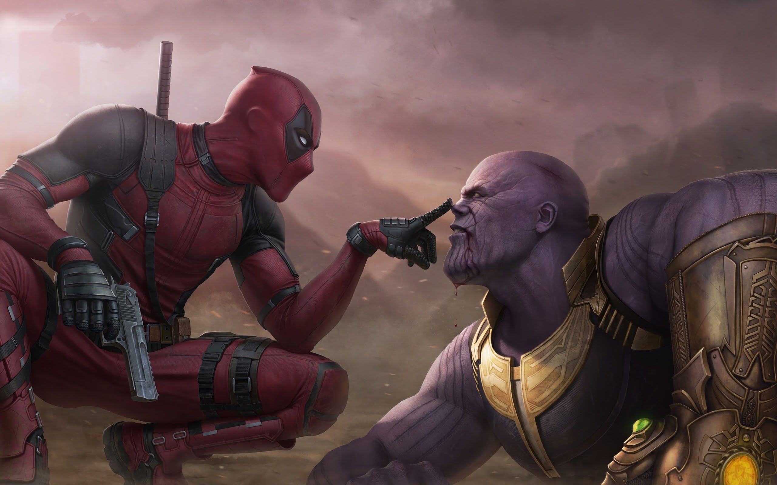 2560x1600 Deadpool vs. Thanos 4K Wallpaper, Desktop