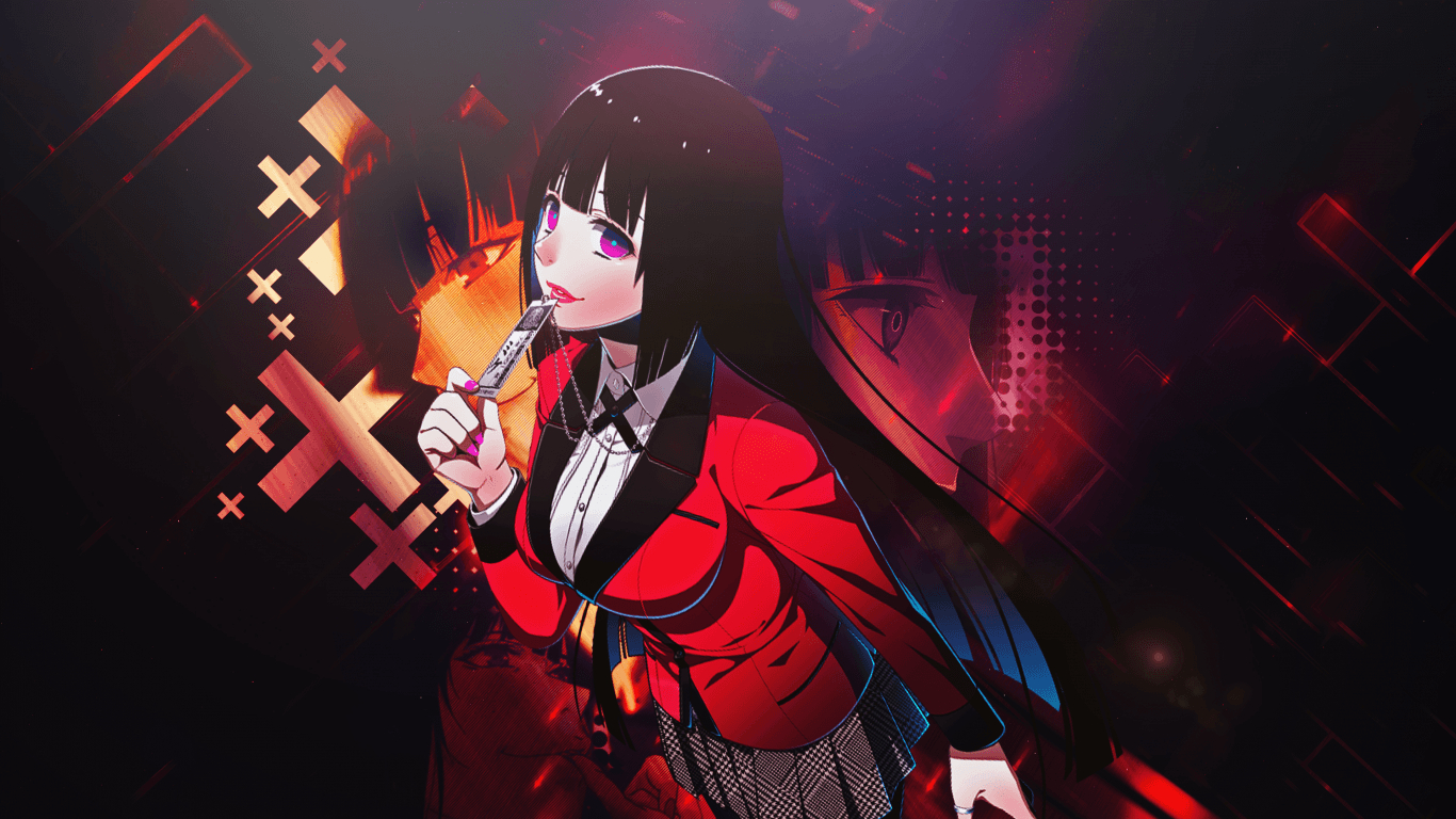 1370x770 Download  Kakegurui, Yumeko Jabami, Yandere, Black Hair, Desktop