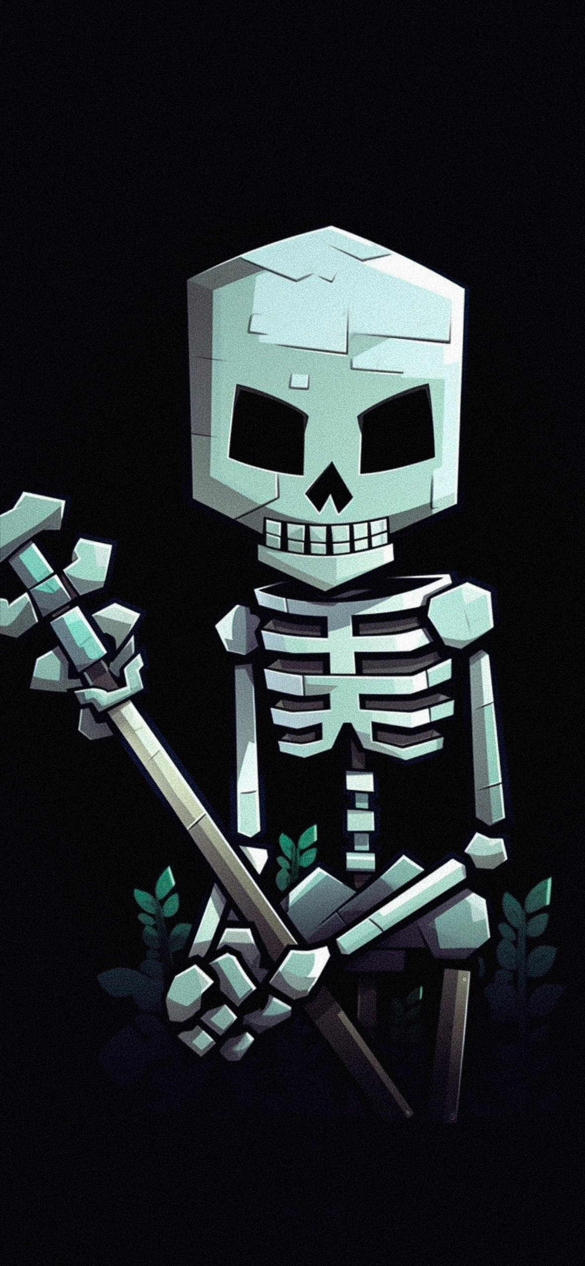 1190x2560 Skeleton with Staff Black Wallpaper Wallpaper iPhone, Phone