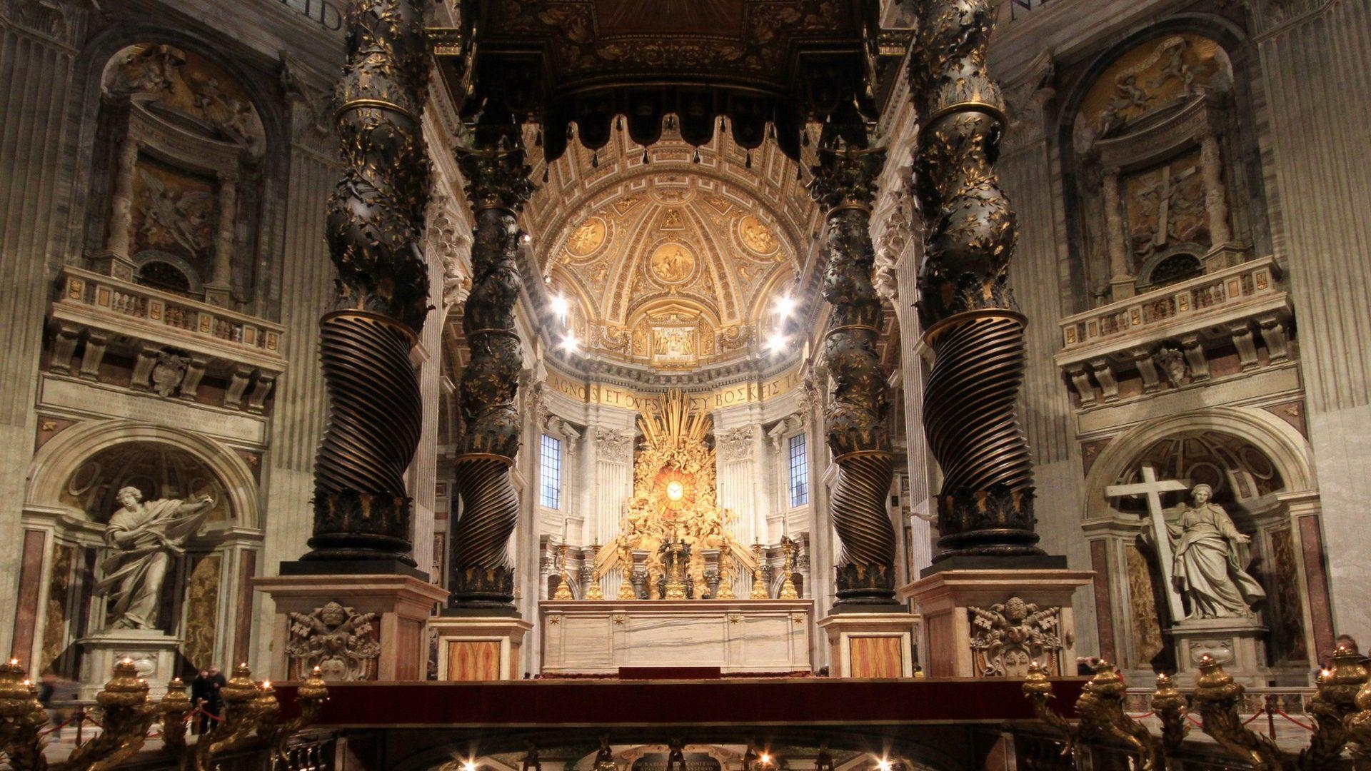 1920x1080 HD Wallpaper Of The Insides Of St Peter's Basilica Church, Desktop