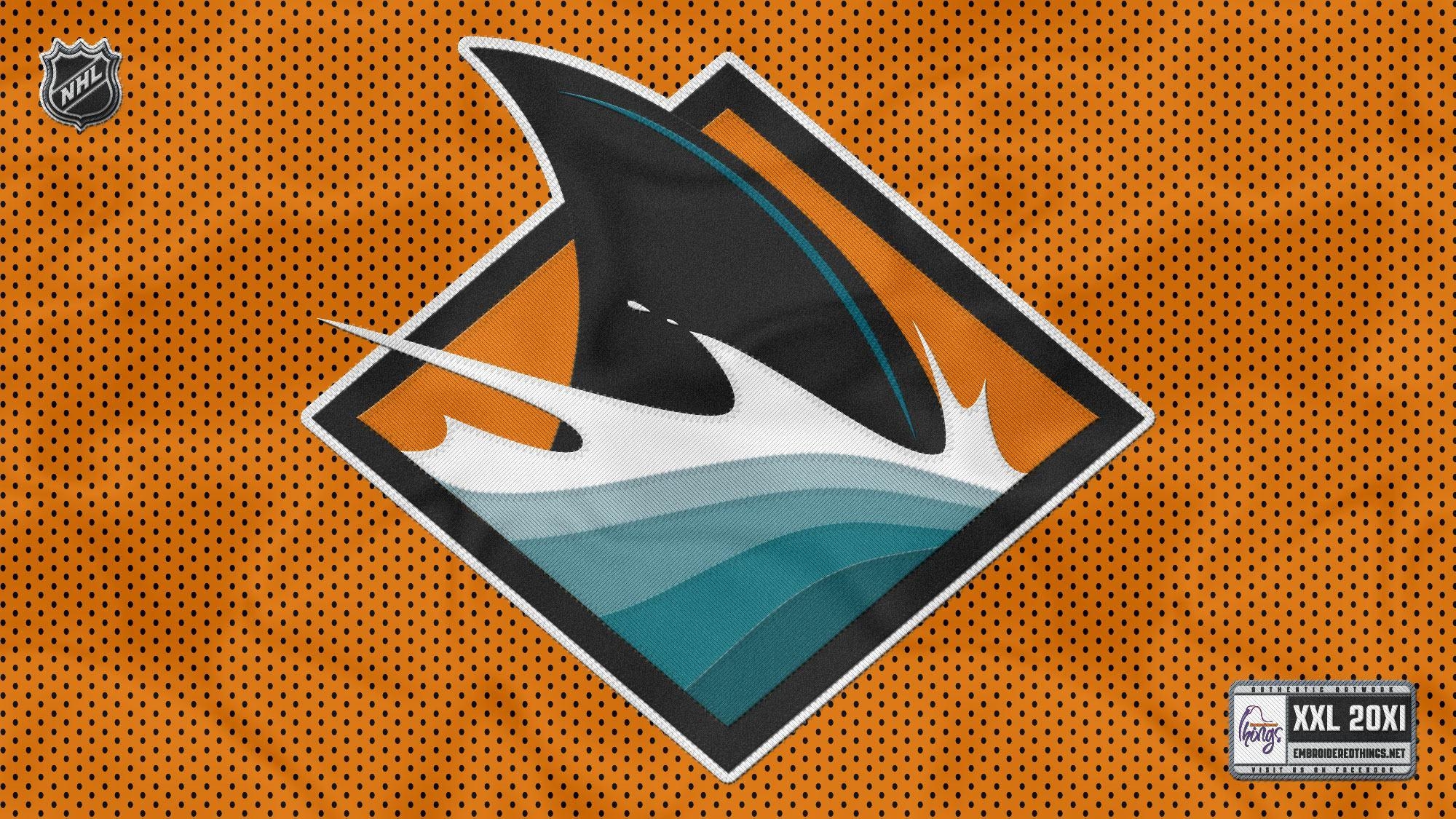 2000x1130 NHL San Jose Sharks Logo Orange wallpaper 2018 in Hockey, Desktop