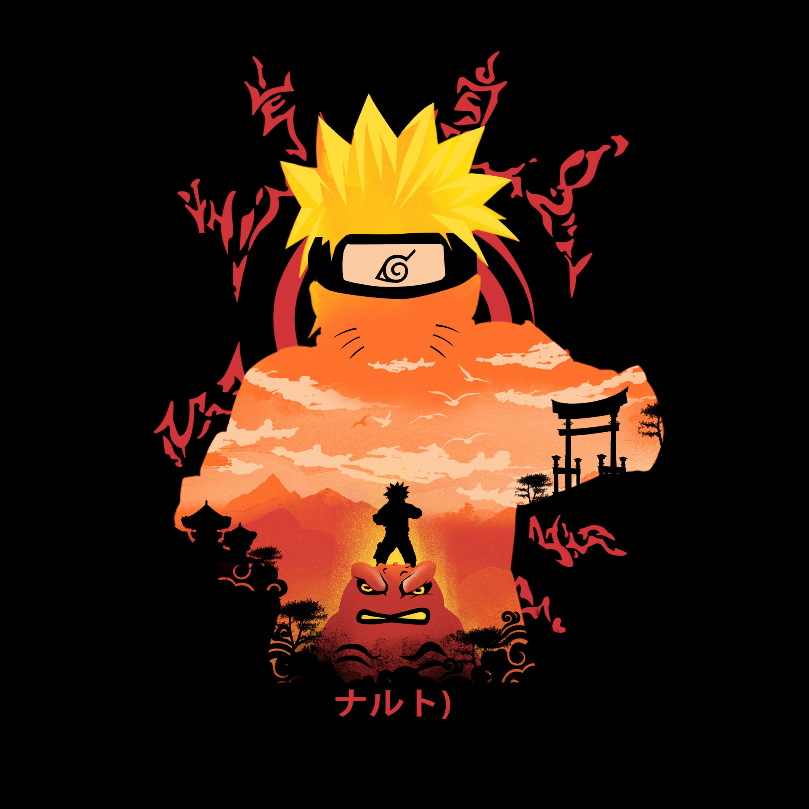 2740x2740 Naruto Wallpaper 4K, Digital Art, Black background, Phone