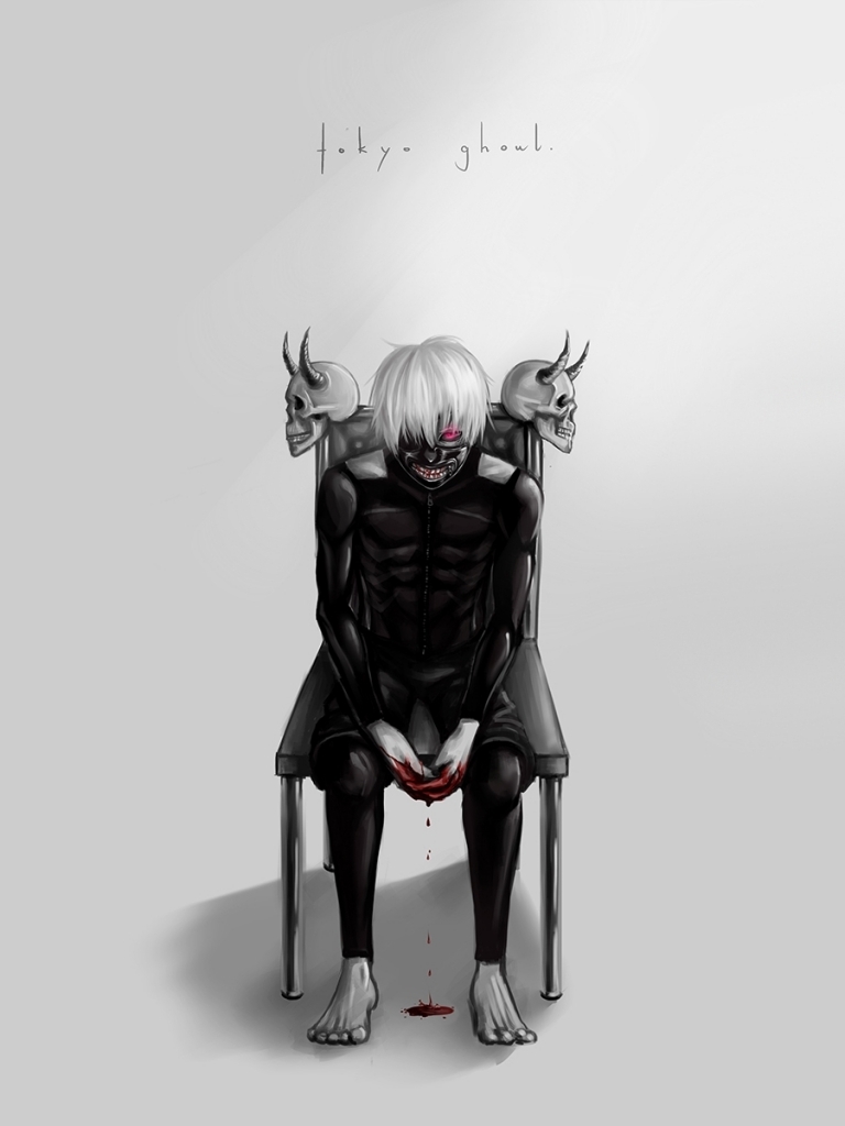 770x1030 Anime, Blood, Chair, Mask, Skull, Ken, Phone