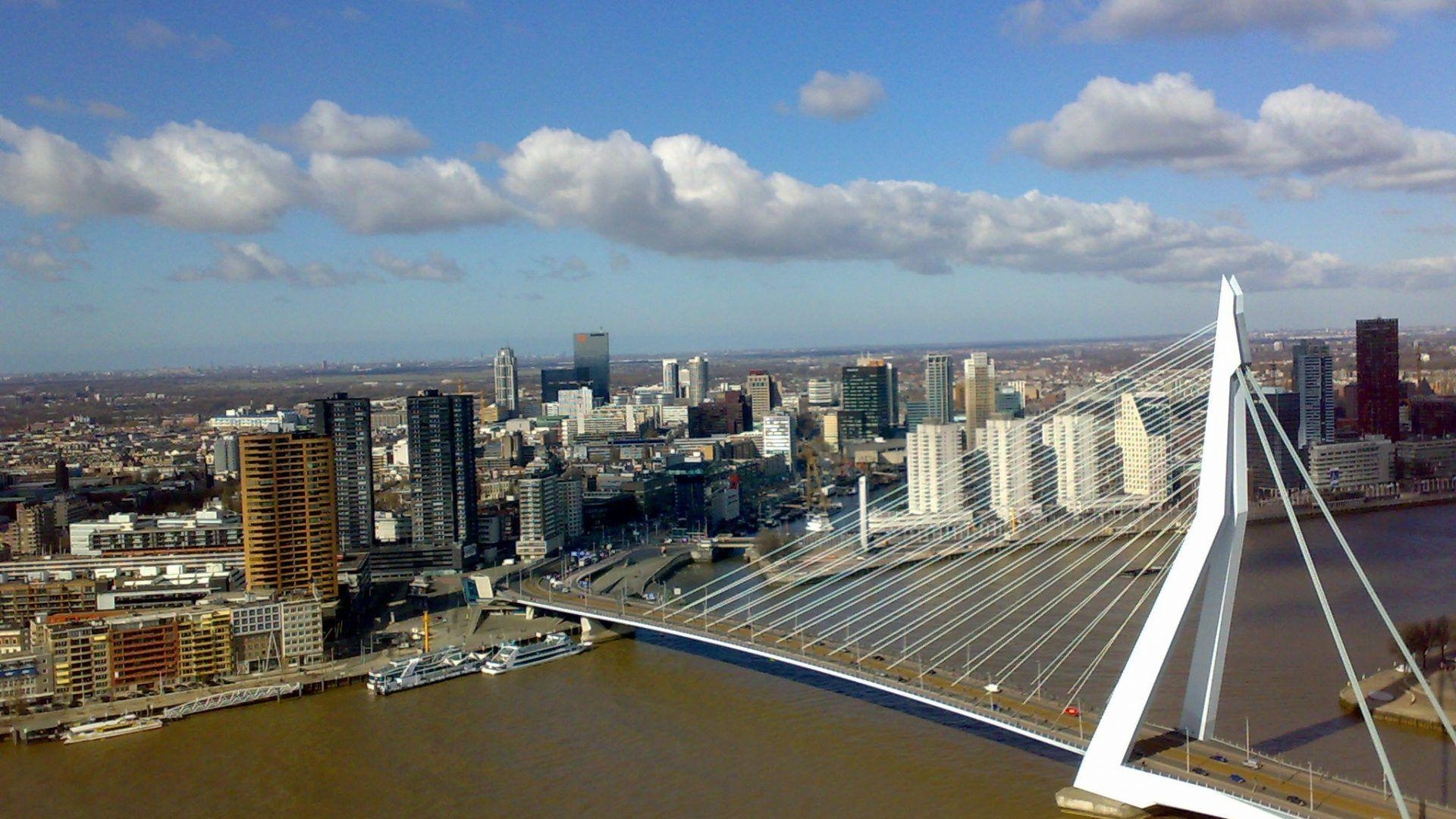 1920x1080 Erasmus Tag wallpaper: Erasmus Bridge Rotterdam Vieuw 1080p, Desktop