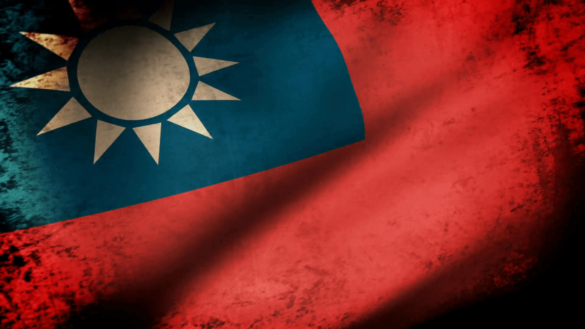 1920x1080 Taiwan Flag Waving, grunge look Motion Background, Desktop