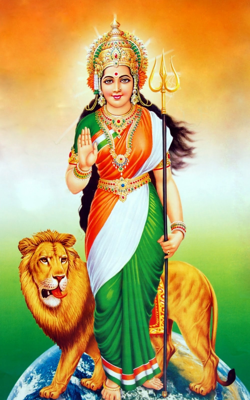 1010x1600 Bharat Mata With Flag, Phone